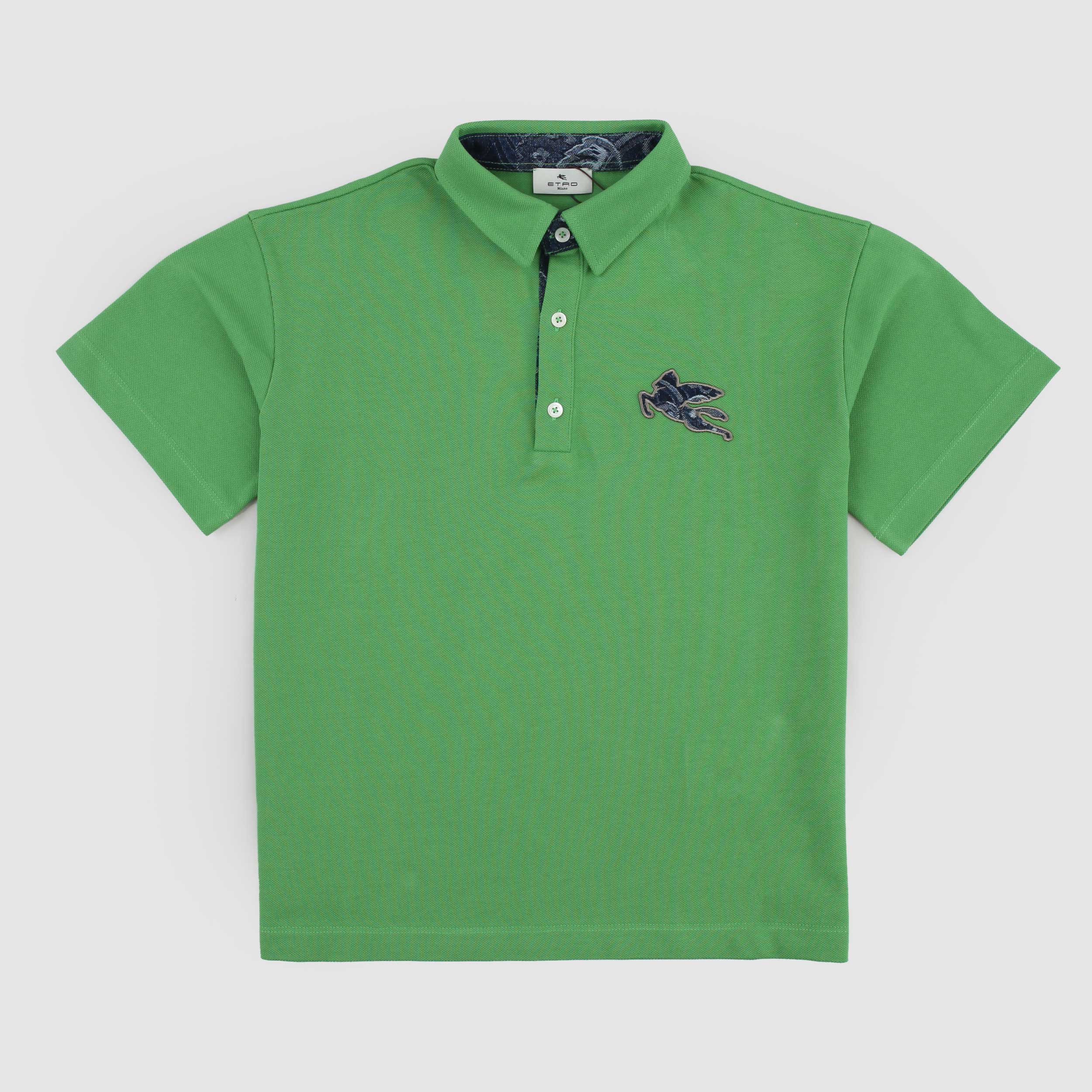 Polo Verde con Logo Iconico in Blu Firmata ETRO