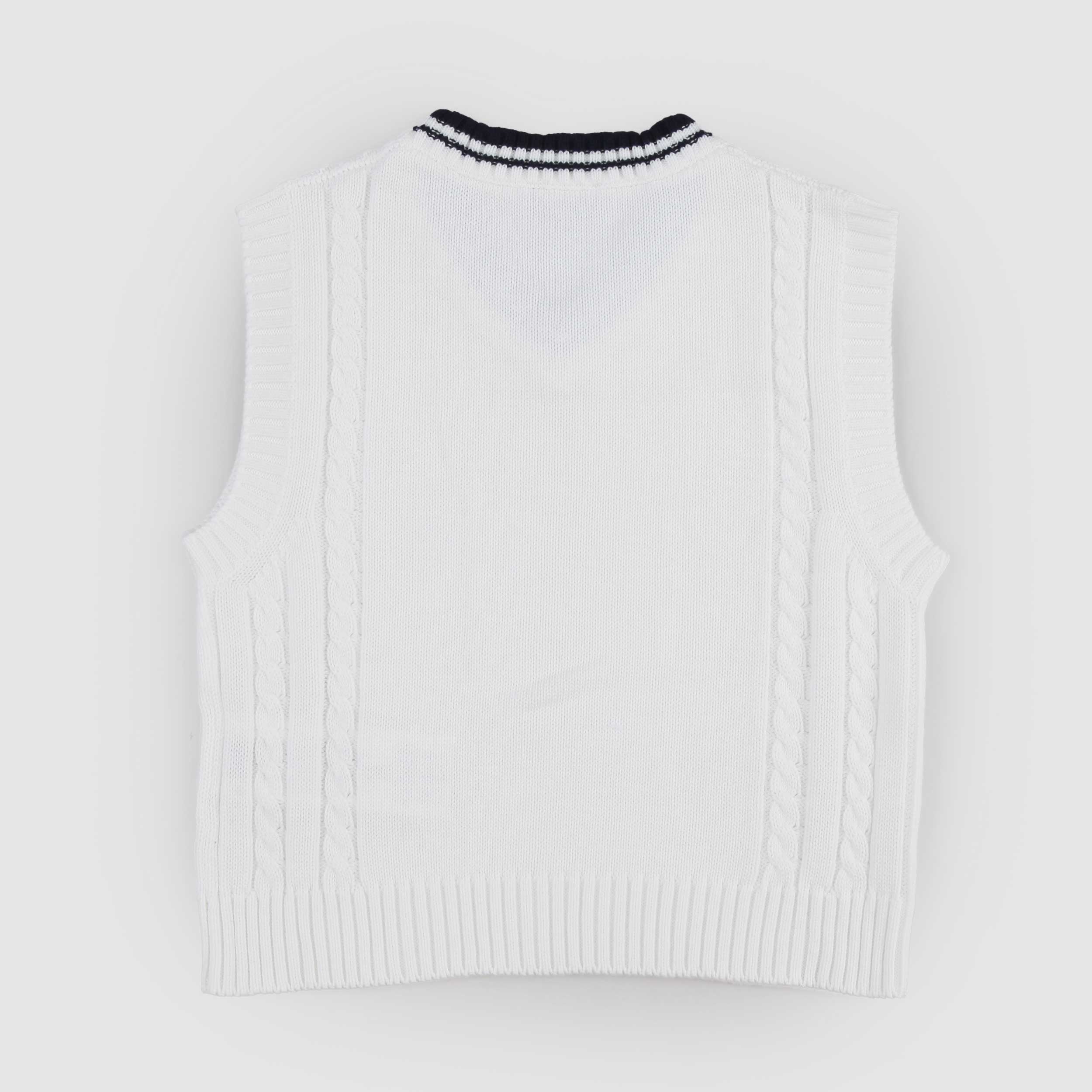 White Sleeveless Finished Gilet Signed FAY JUNIOR