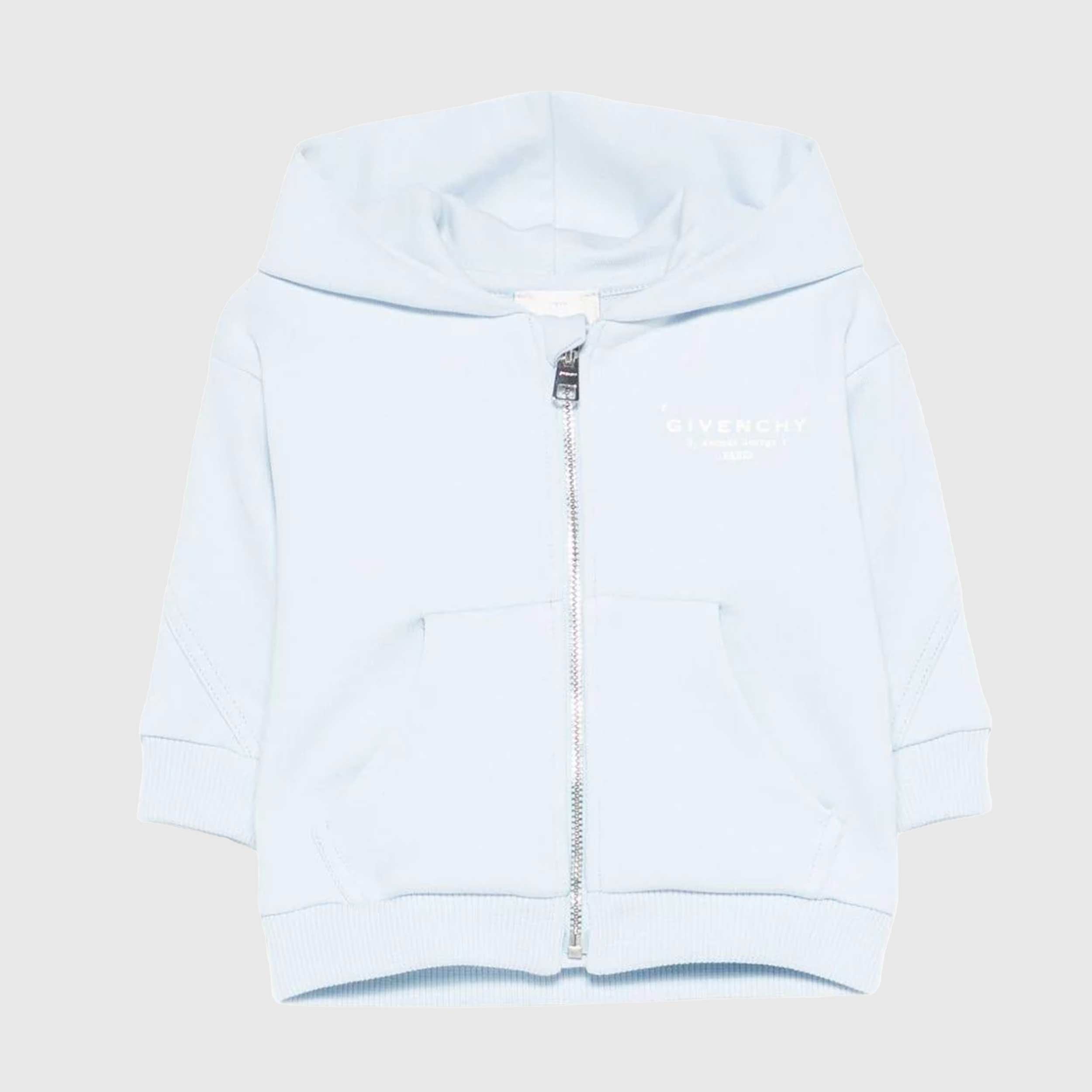 Felpa Celeste con Scritta a Contrasto Bianca Firmata GIVENCHY
