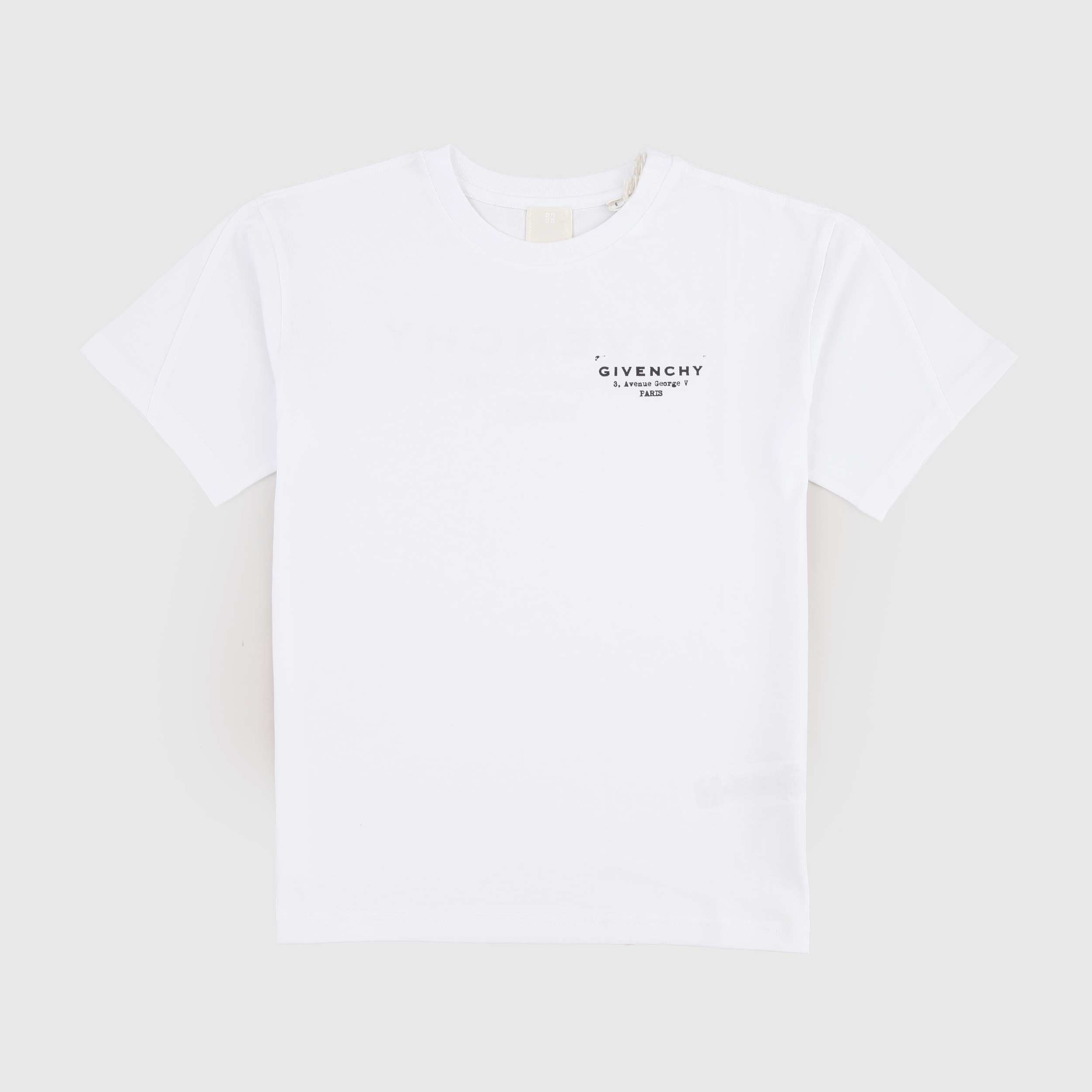 T-shirt Bianca con Logo a Contrasto Nero Firmata GIVENCHY