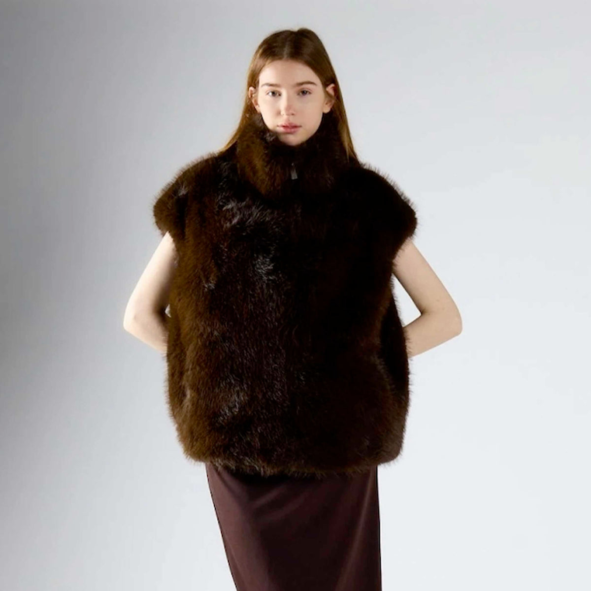 Smanicato Marrone in Ecopelliccia per Ragazza GLAMOROUS