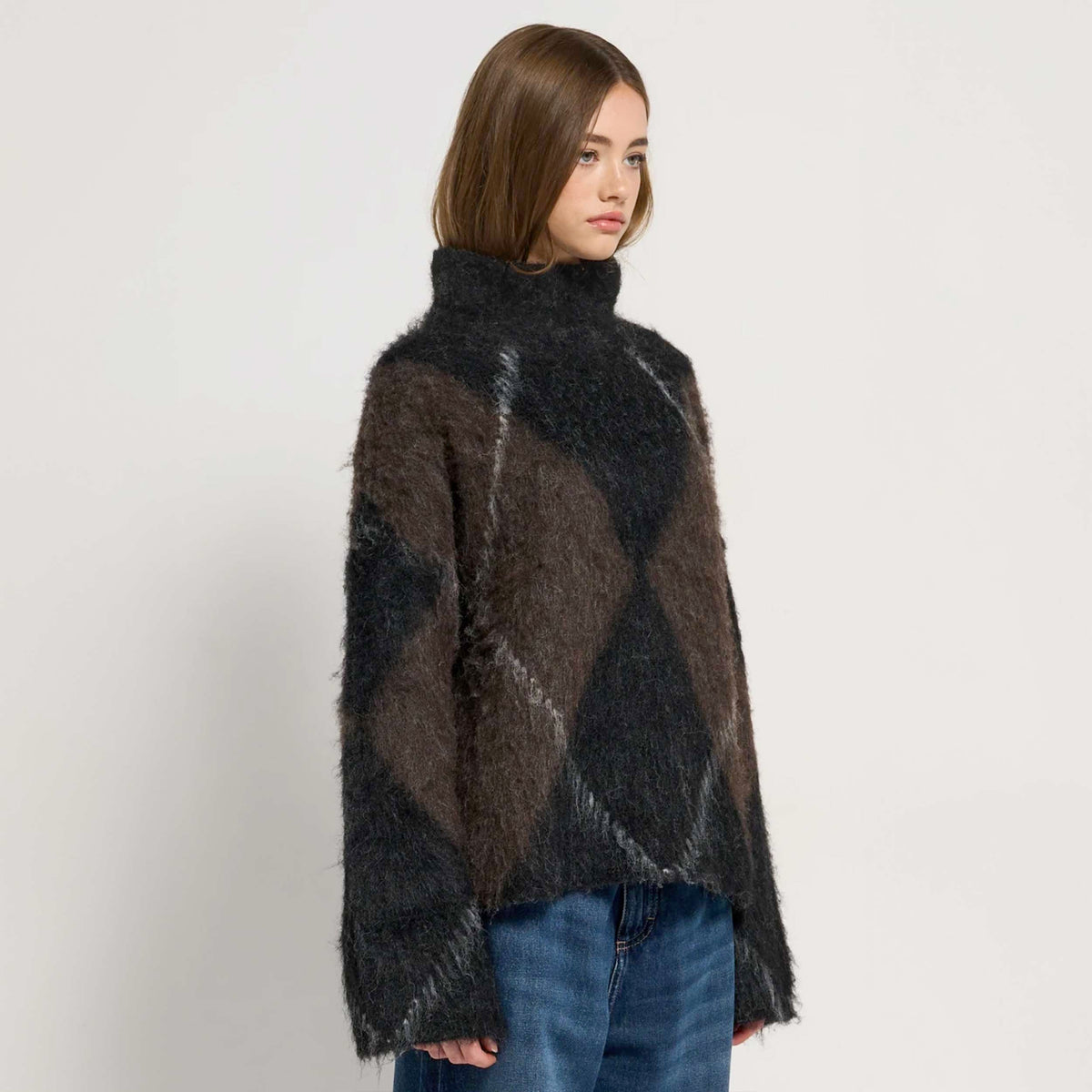 Glamorous Women's Argyle Two-Tone Sweater