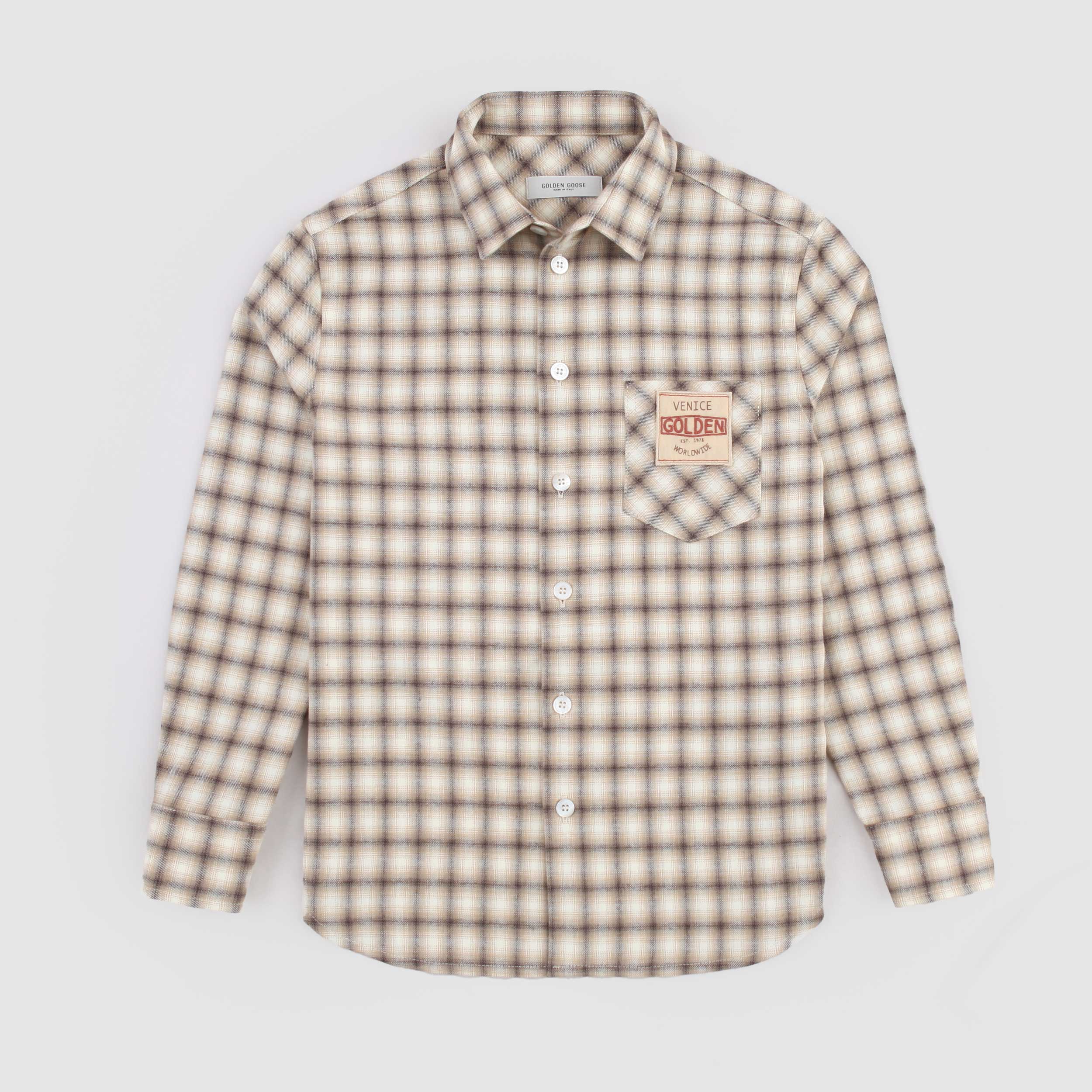 Camicia Beige a Quadri per Bambini firmata GOLDEN GOOSE