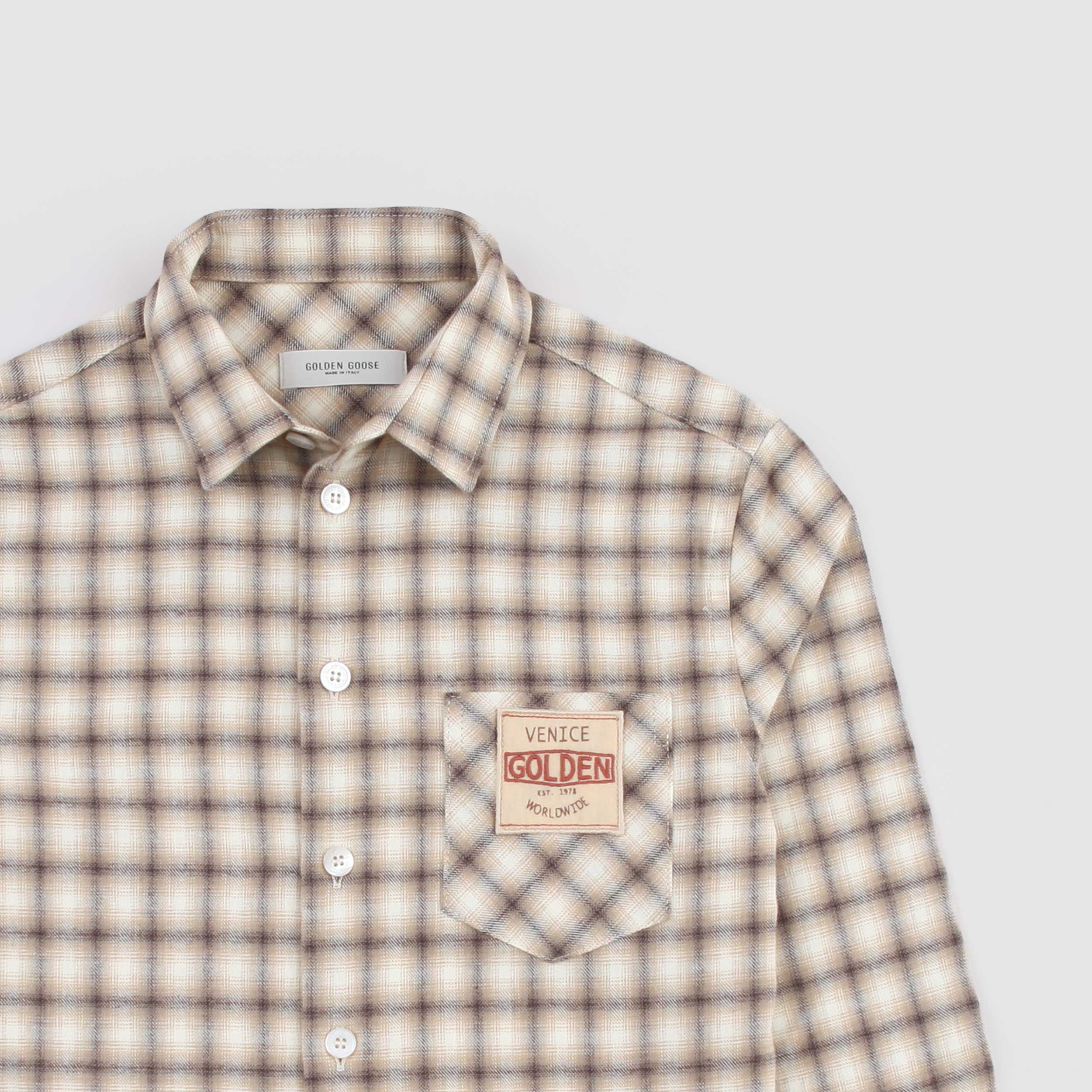 Camicia Beige a Quadri per Bambini firmata GOLDEN GOOSE