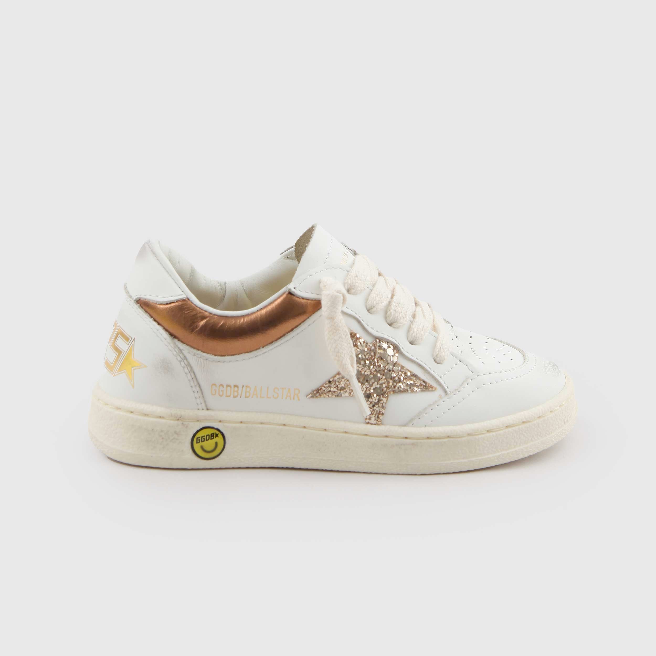 Sneakers Ball Star Bianca Glitter Oro By GOLDEN GOOSE