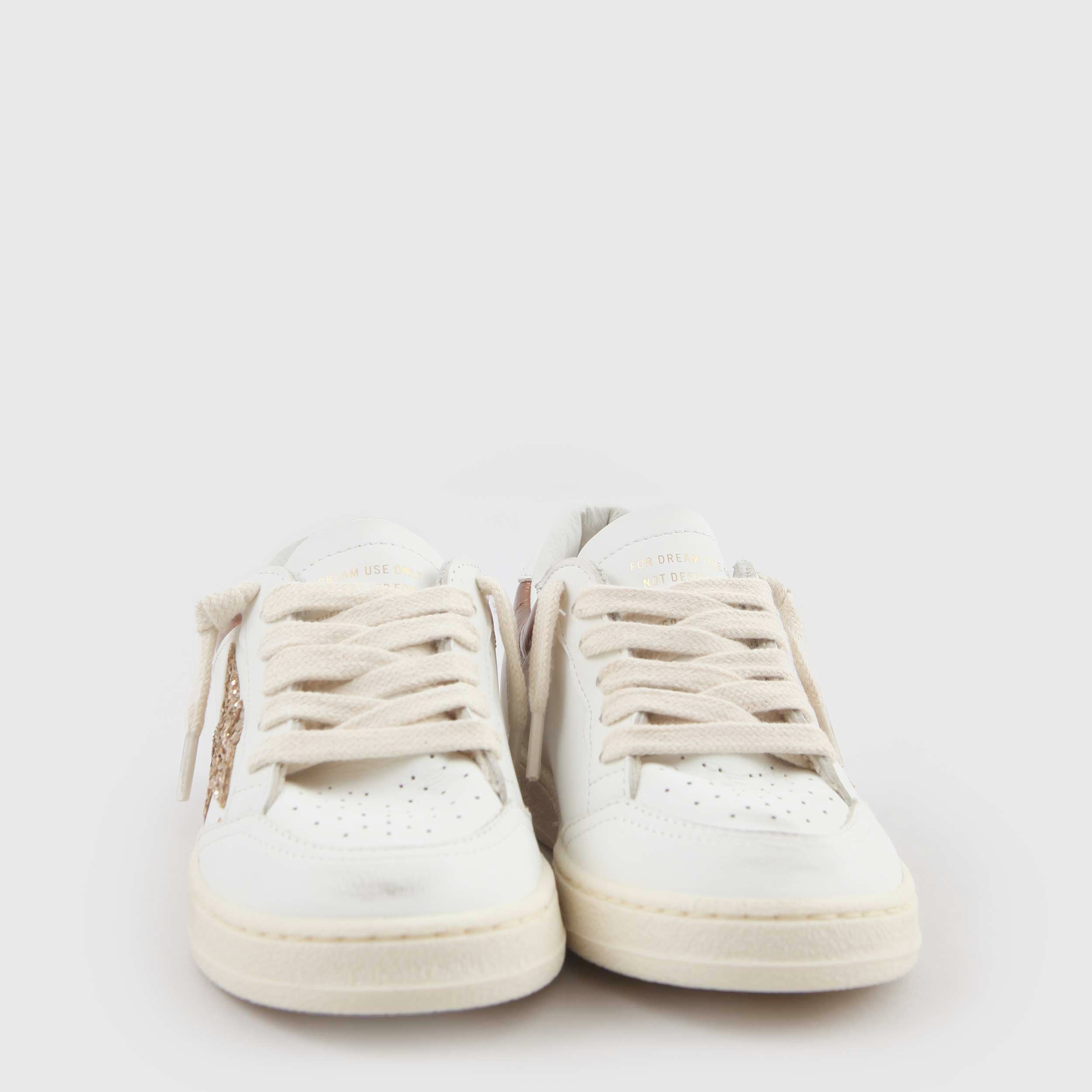 Sneakers Ball Star Bianca Glitter Oro By GOLDEN GOOSE