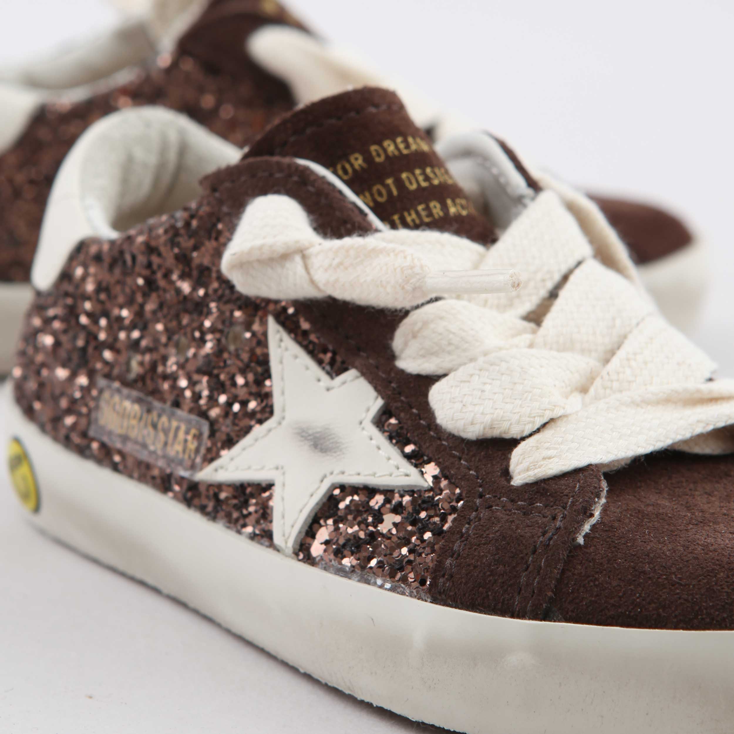 Super Star Glitter Brown Sneakers for Kids By GOLDEN GOOSE