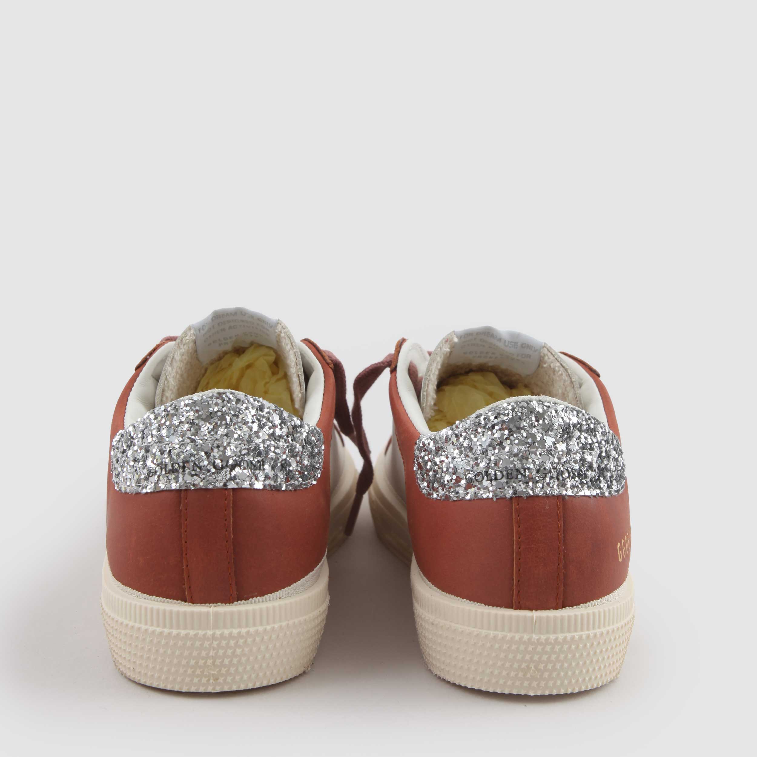 GOLDEN GOOSE White and Red May Glitter Sneakers
