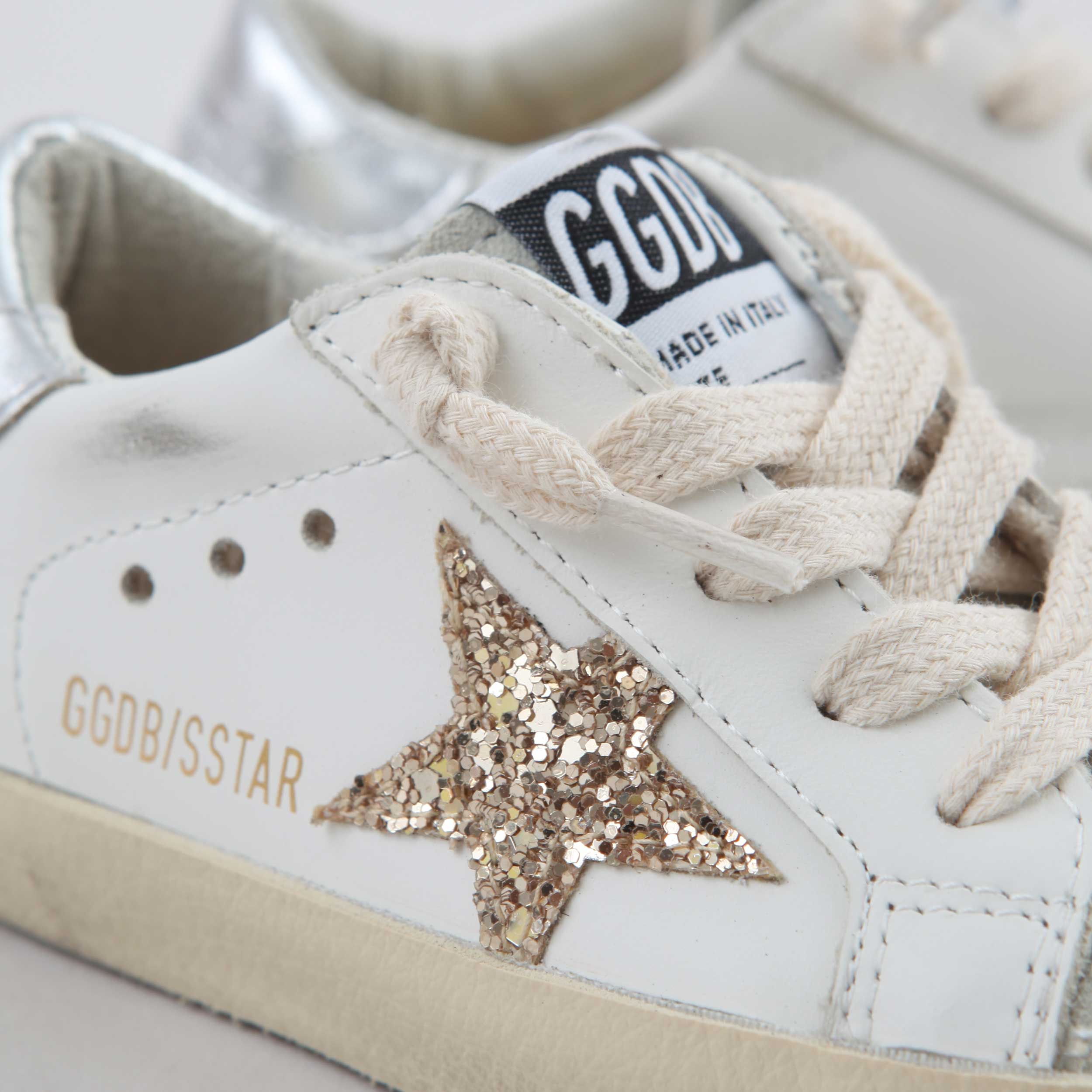 Super Star White Glitter Sneakers By GOLDEN GOOSE