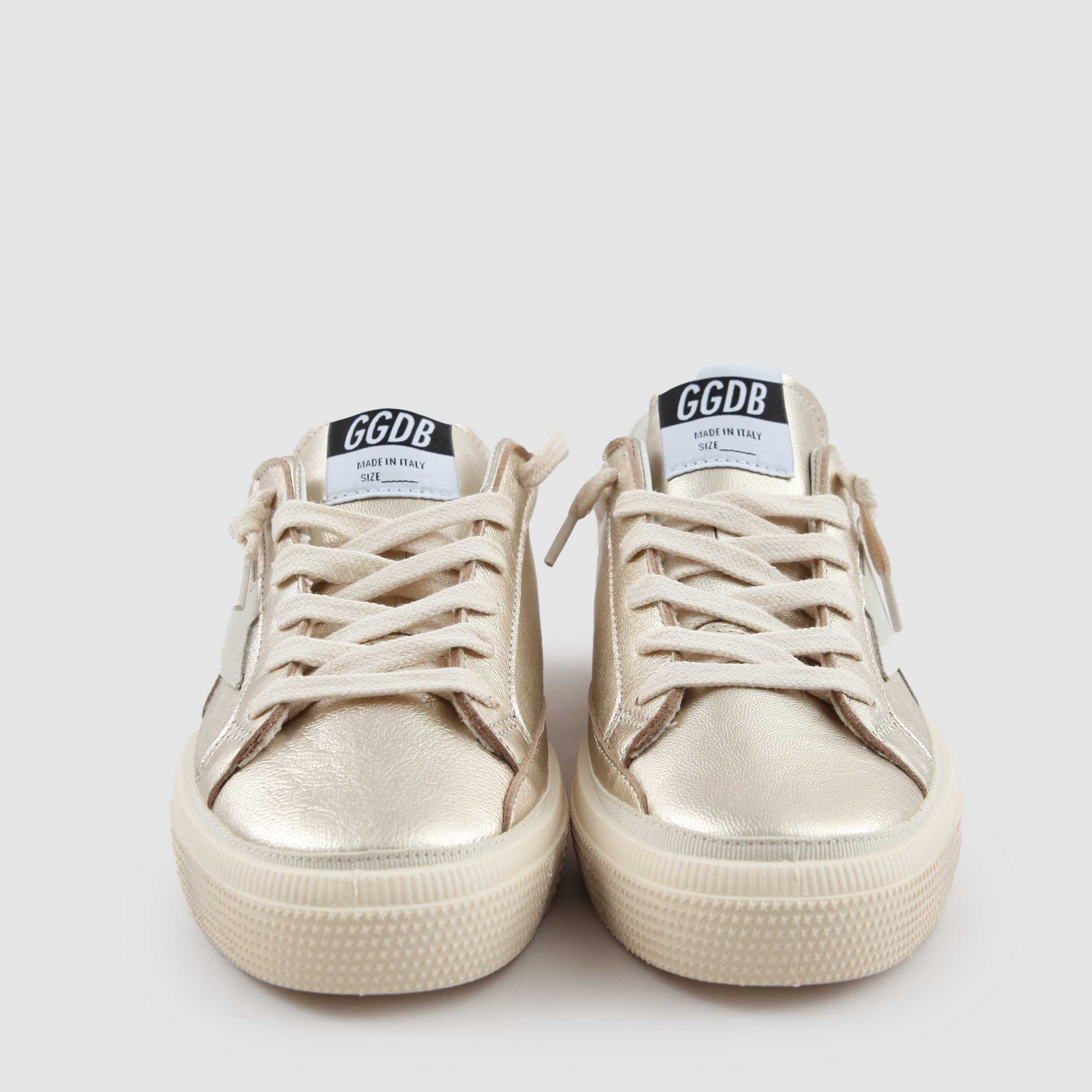 May Sneakers in Gold Metallic Leather By GOLDEN GOOSE