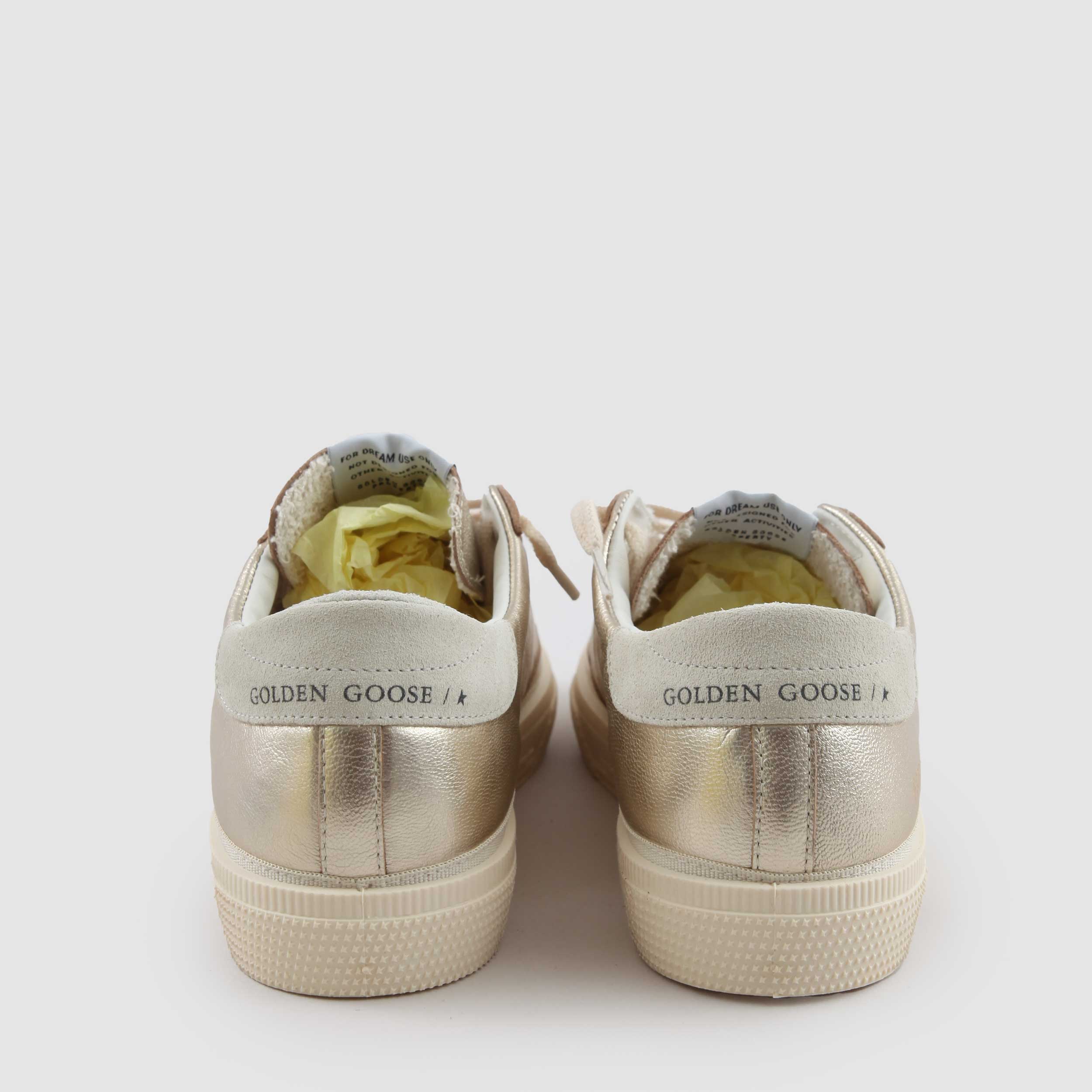 May Sneakers in Gold Metallic Leather By GOLDEN GOOSE