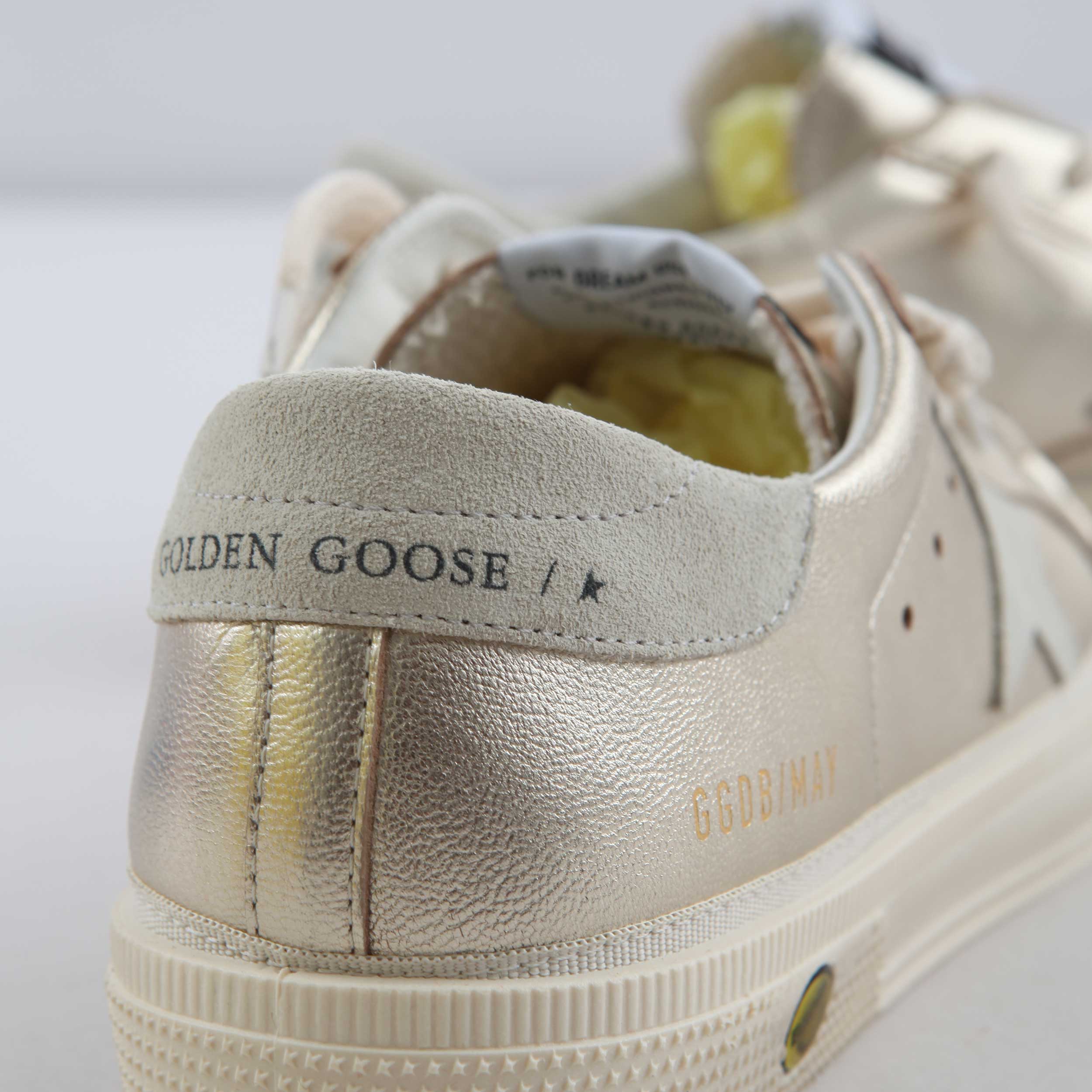 May Sneakers in Gold Metallic Leather By GOLDEN GOOSE