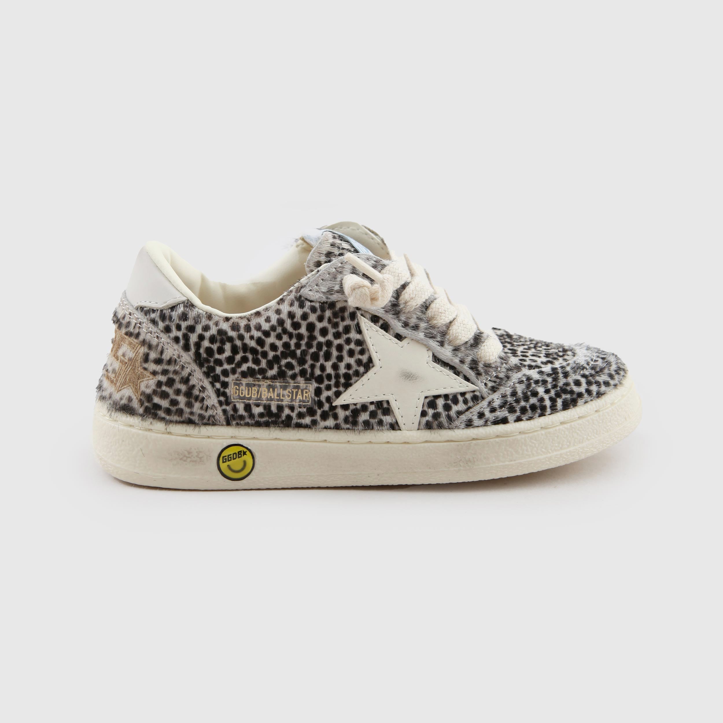 Ball Star Leopardate Sneakers White and Black By GOLDEN GOOSE