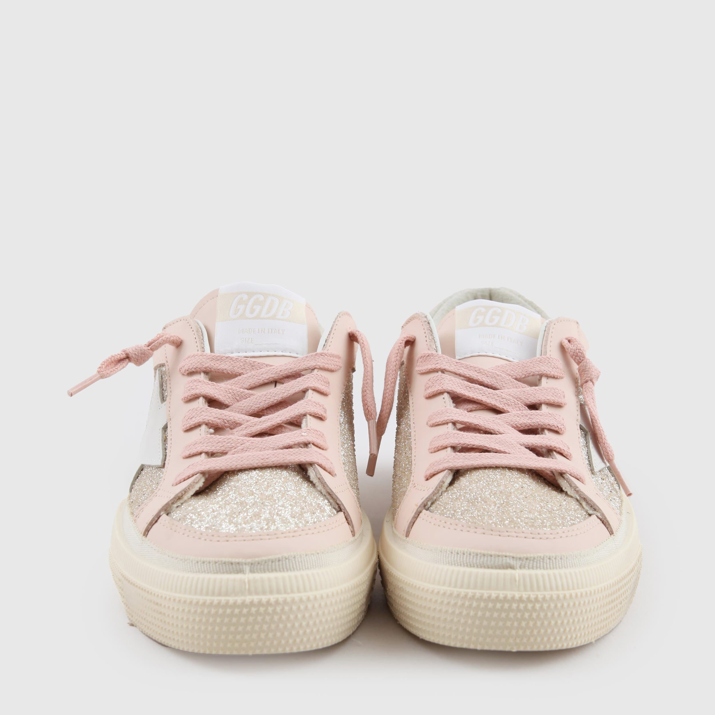 May Sneakers in Pink Glitter Leather By GOLDEN GOOSE
