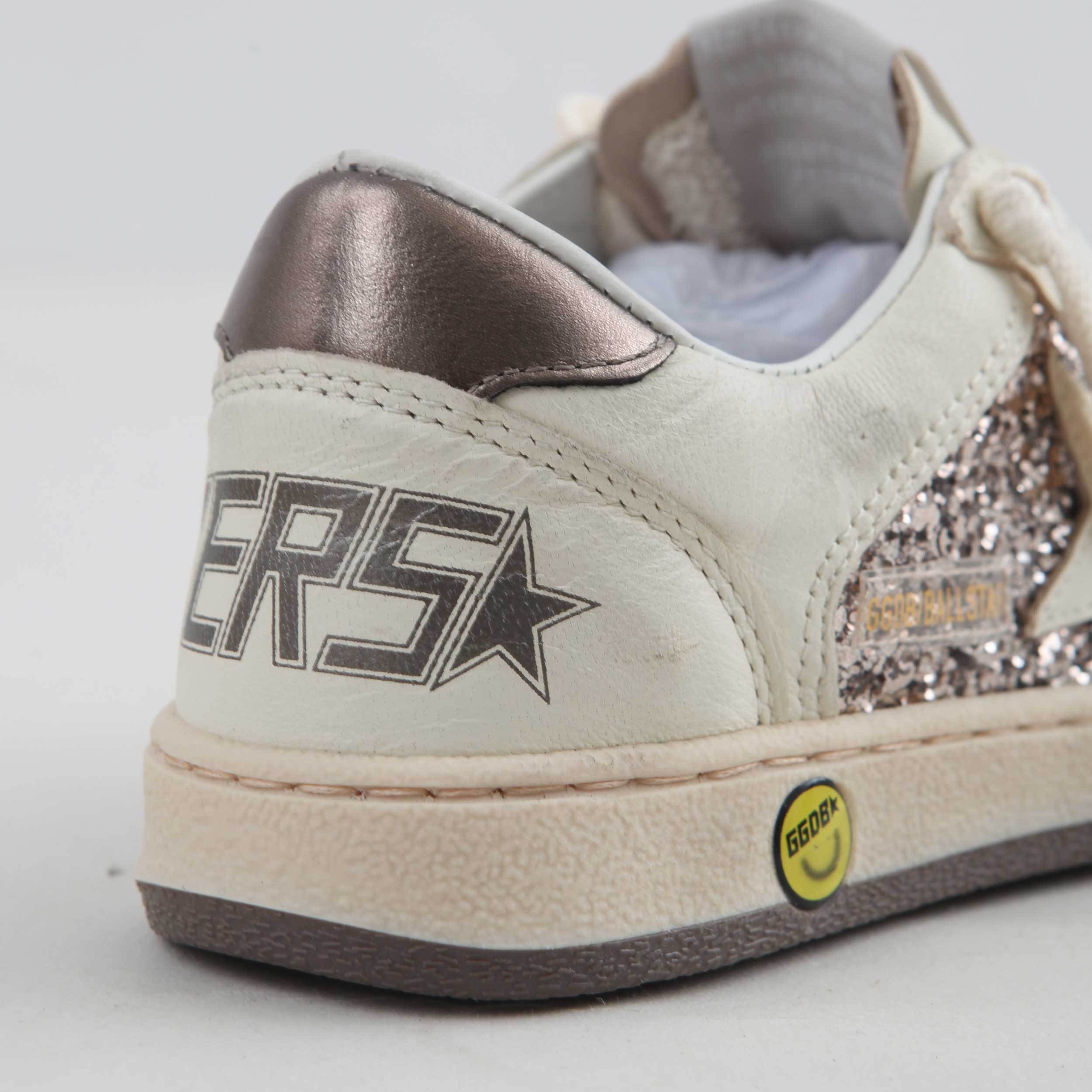 Sneakers Ball Star In Pelle Con Glitter Firmate GOLDEN GOOSE