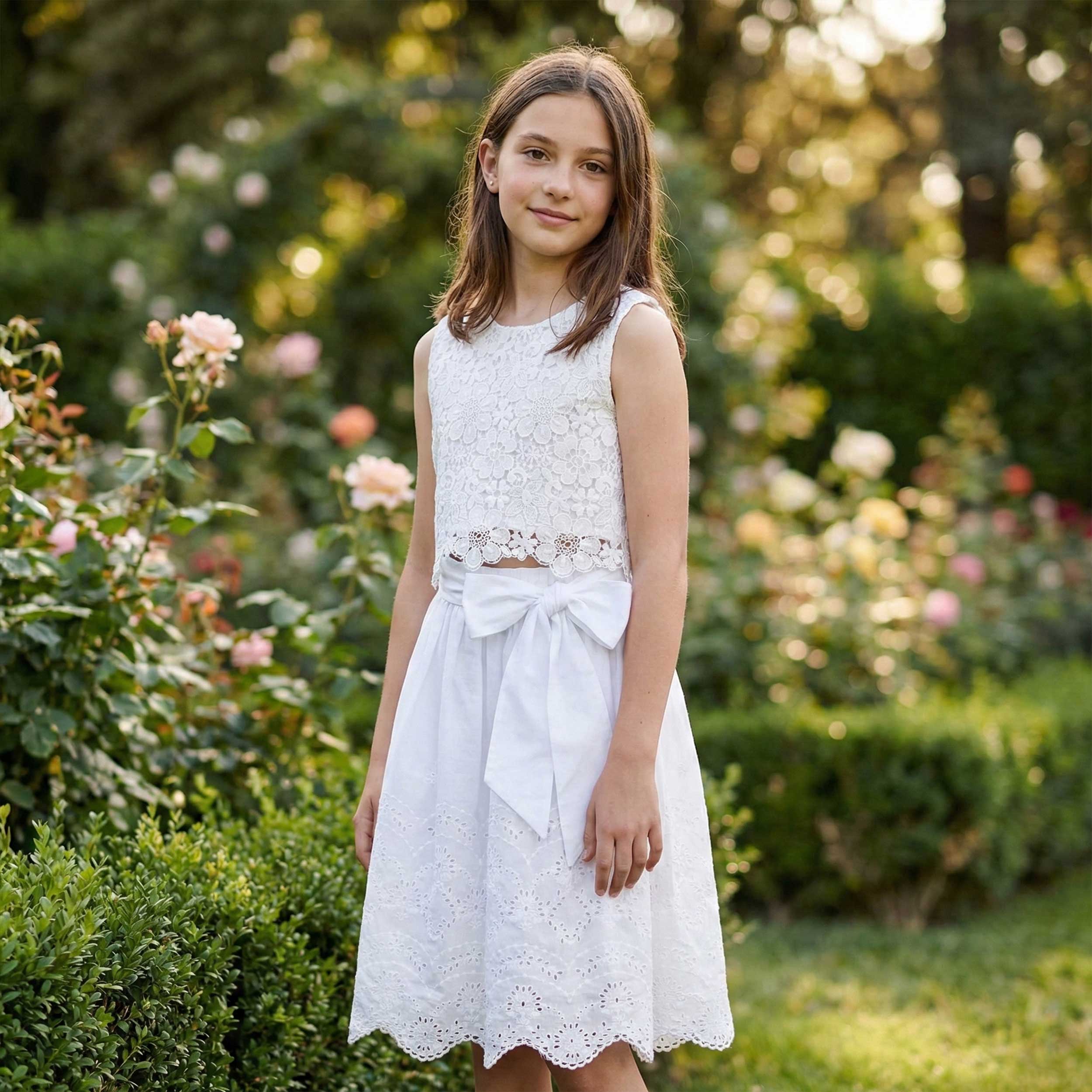 Long White Skirt with Side Zip by JESURUM