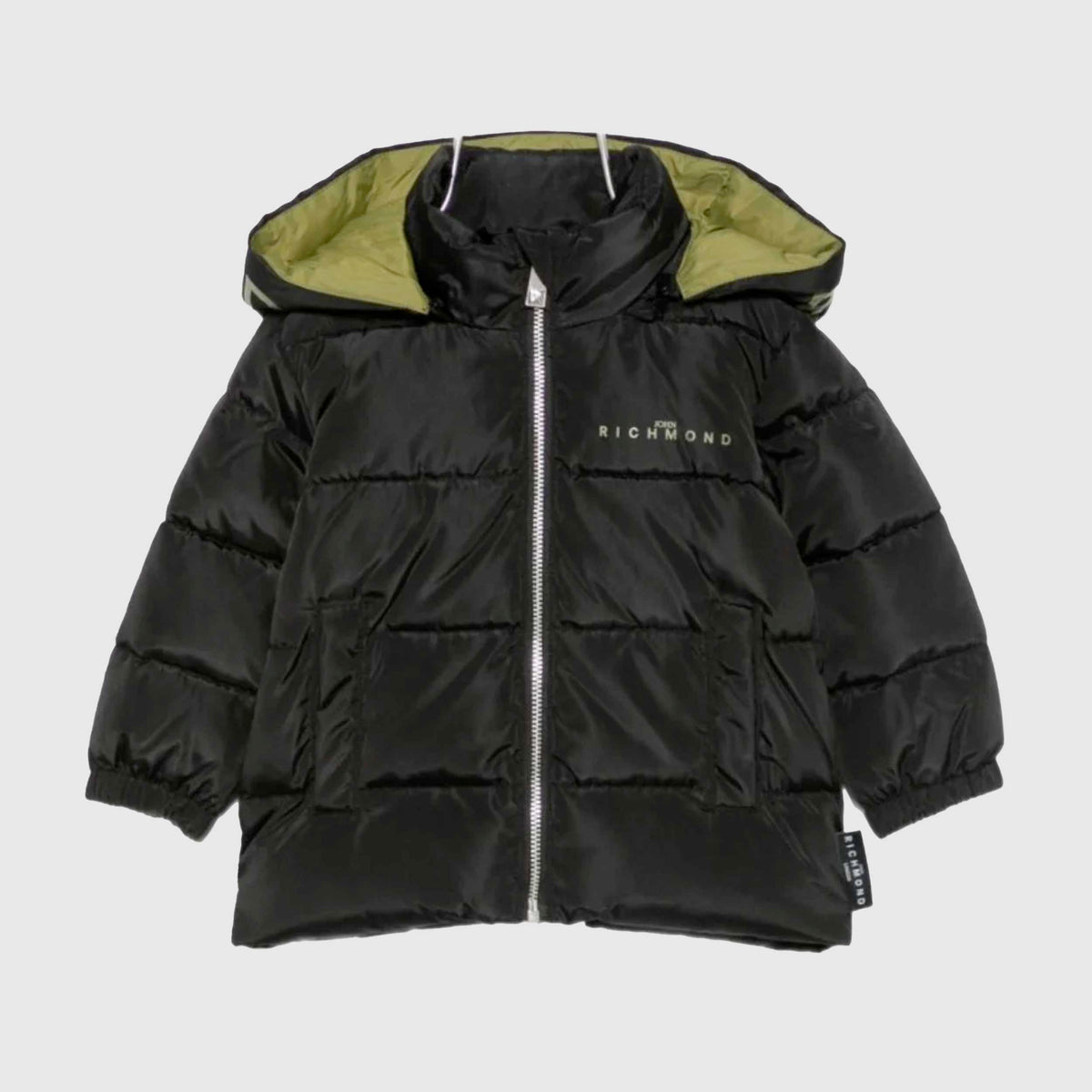 JOHN RICHMOND Black Jacket with Green Logo Print for Newborns