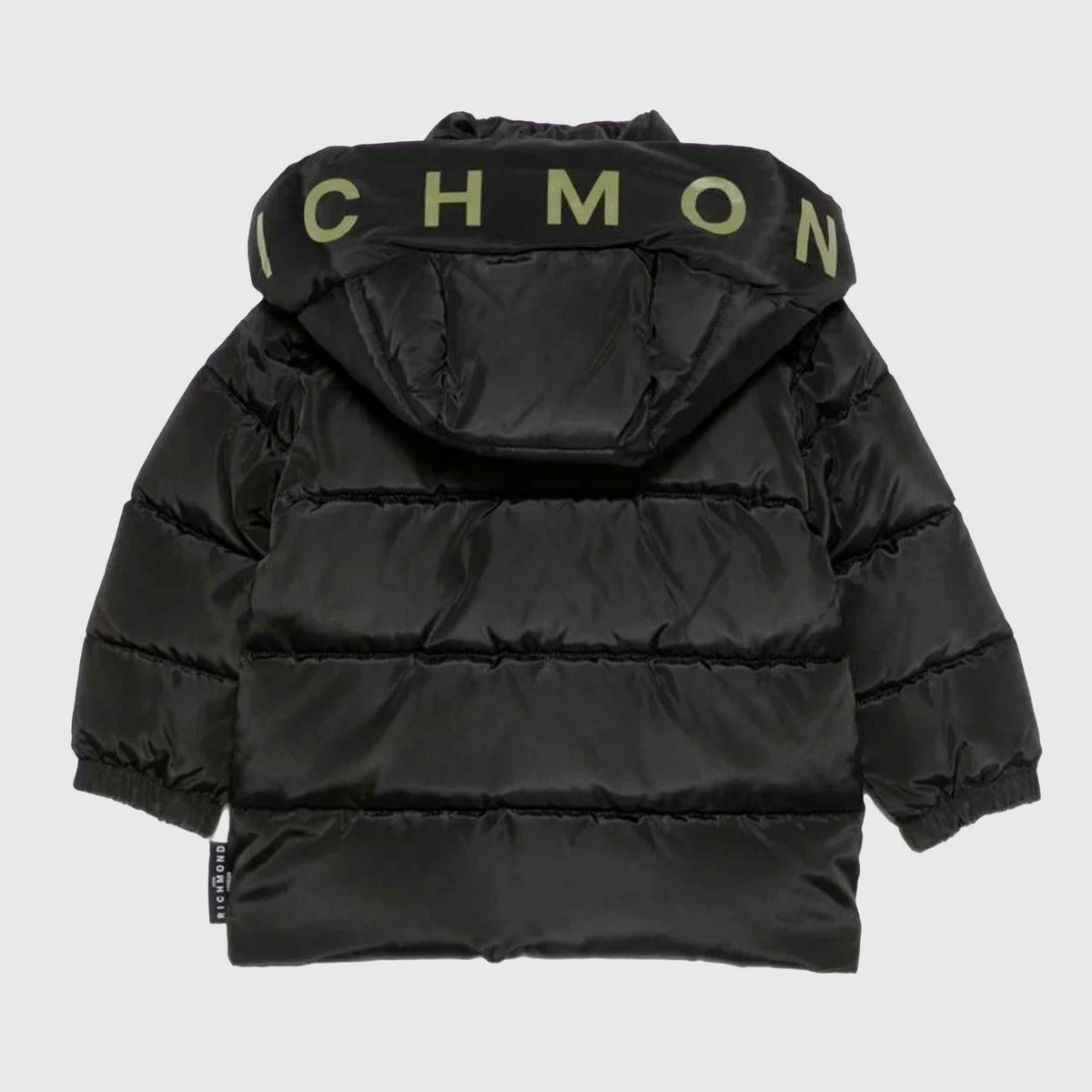 JOHN RICHMOND Black Jacket with Green Logo Print for Newborns