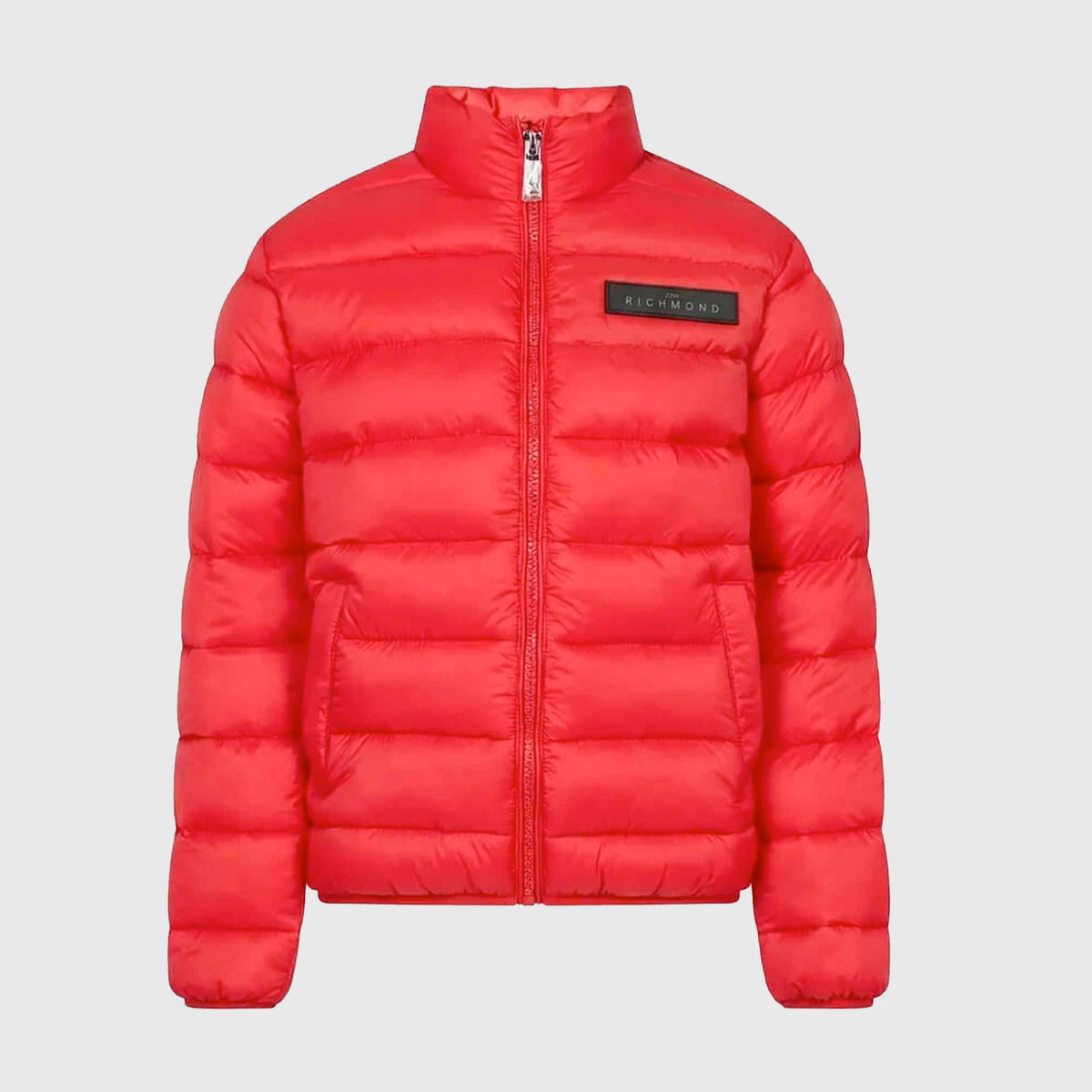 Red Down Jacket with Patch Logo for Boy JOHN RICHMOND