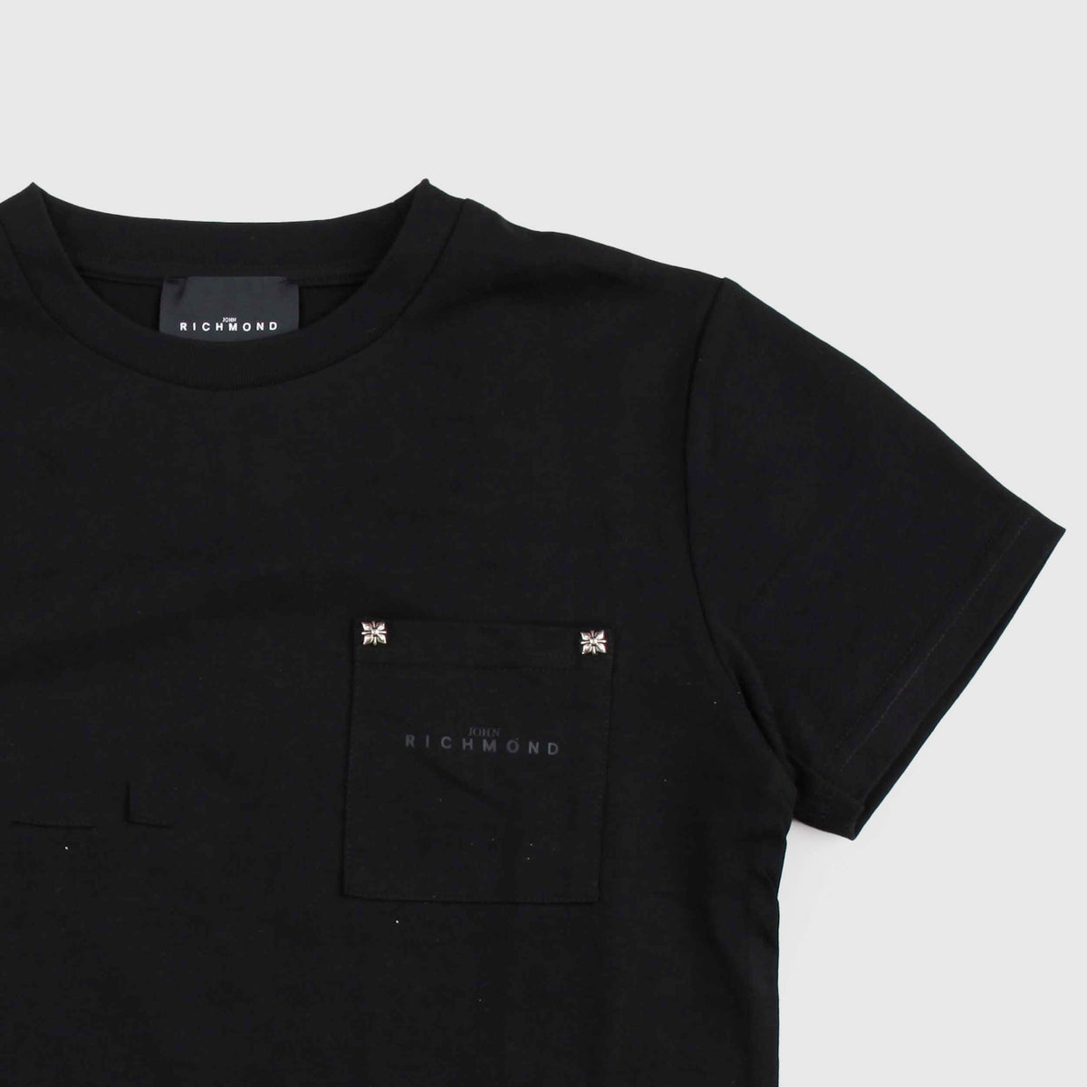 JOHN RICHMOND Black Cotton T-Shirt with Pocket for Boys