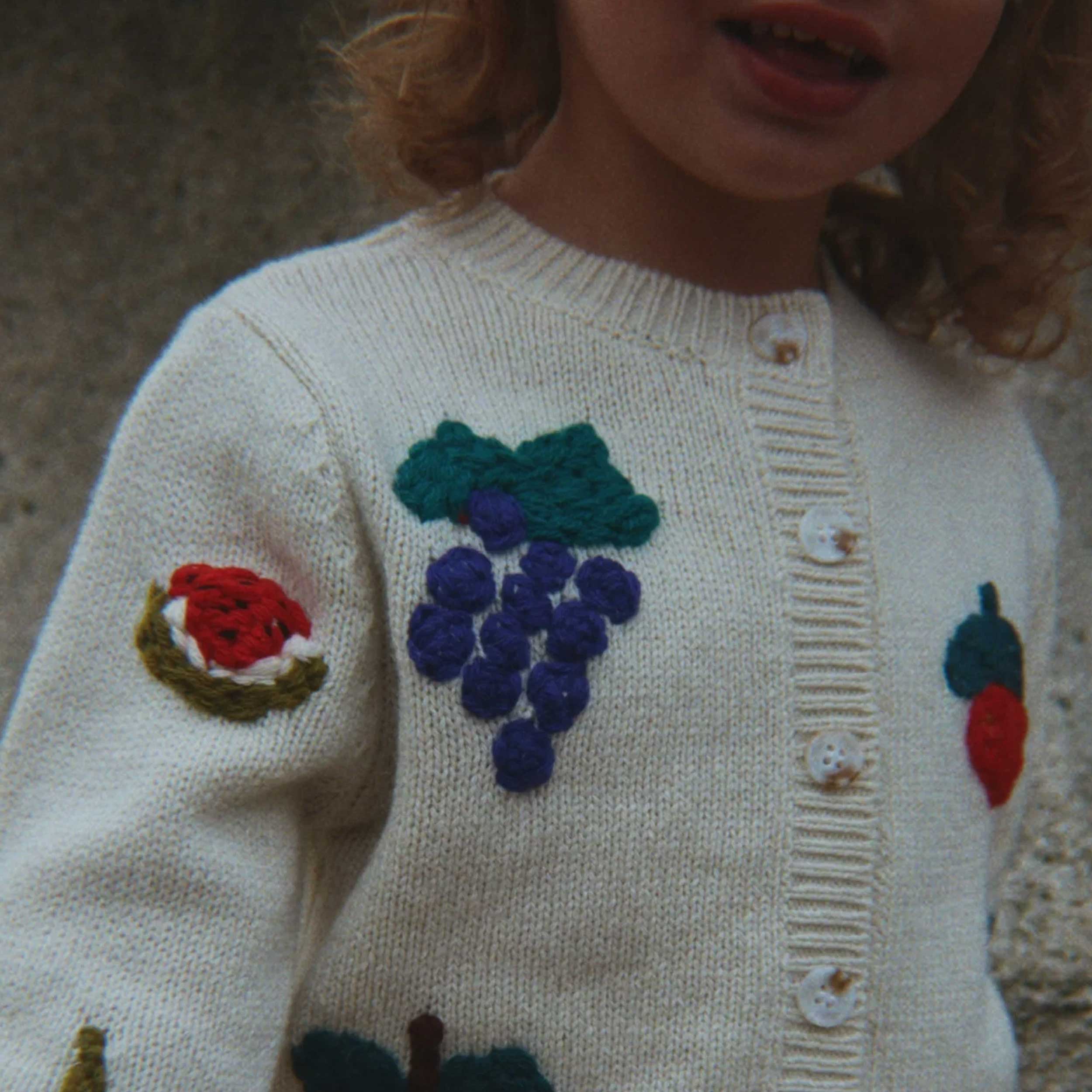 Cardigan con Ricami Colorati per Bambina by KONGES SLOJD