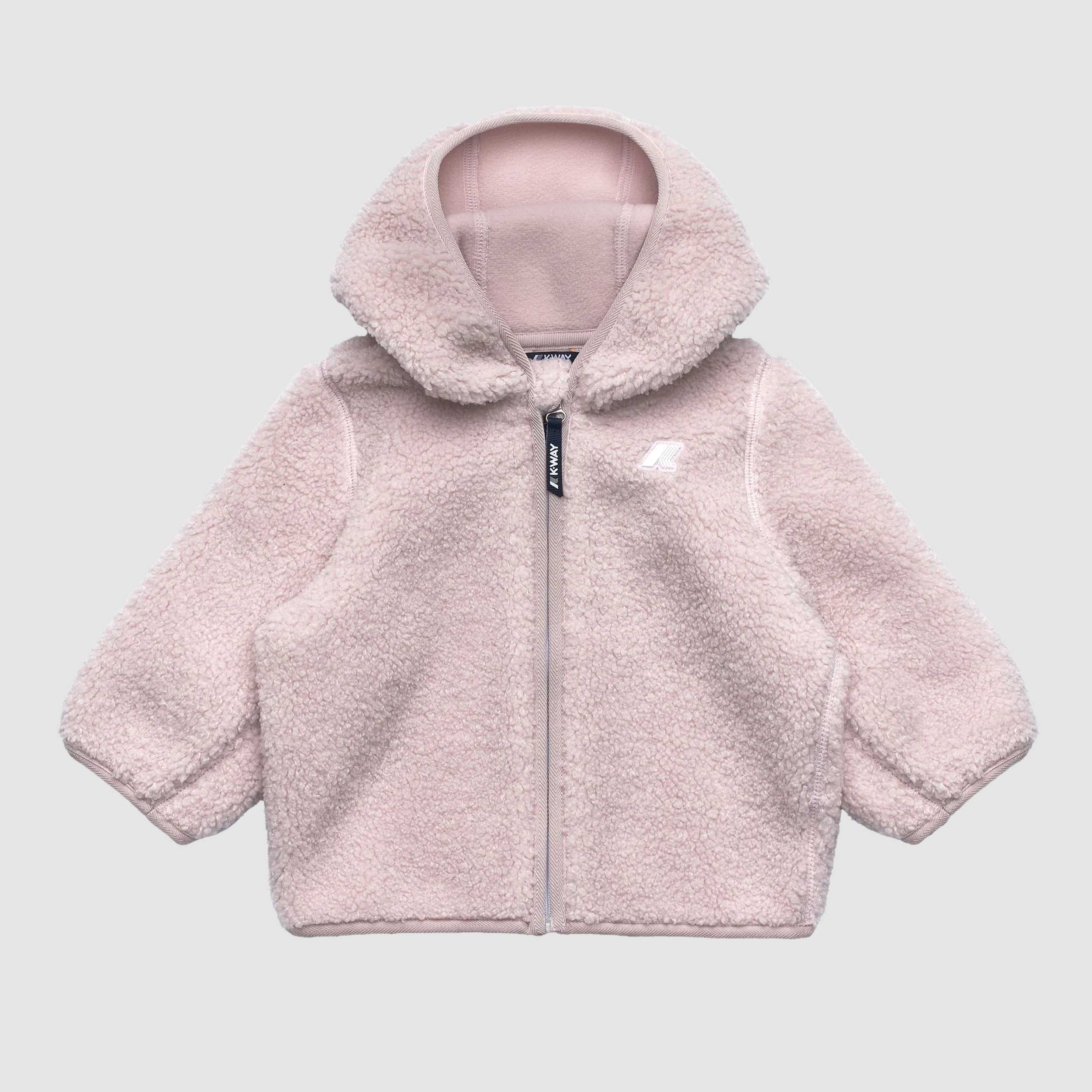 Felpa Rosa E. Janne Polar in Tessuto Sherpa per Neonati by K-WAY