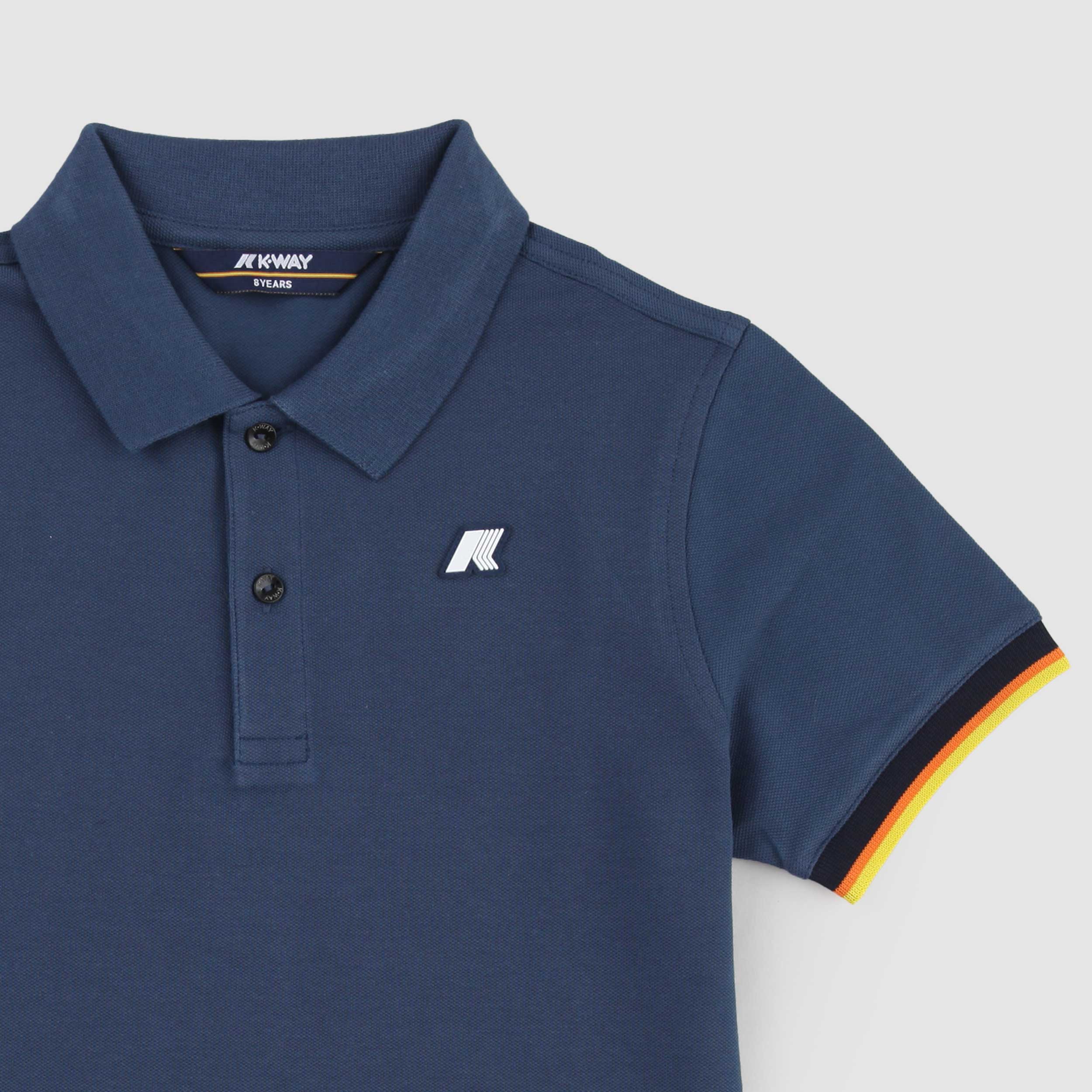 Polo Blu con Logo in Rilievo Gommato Firmata K-WAY