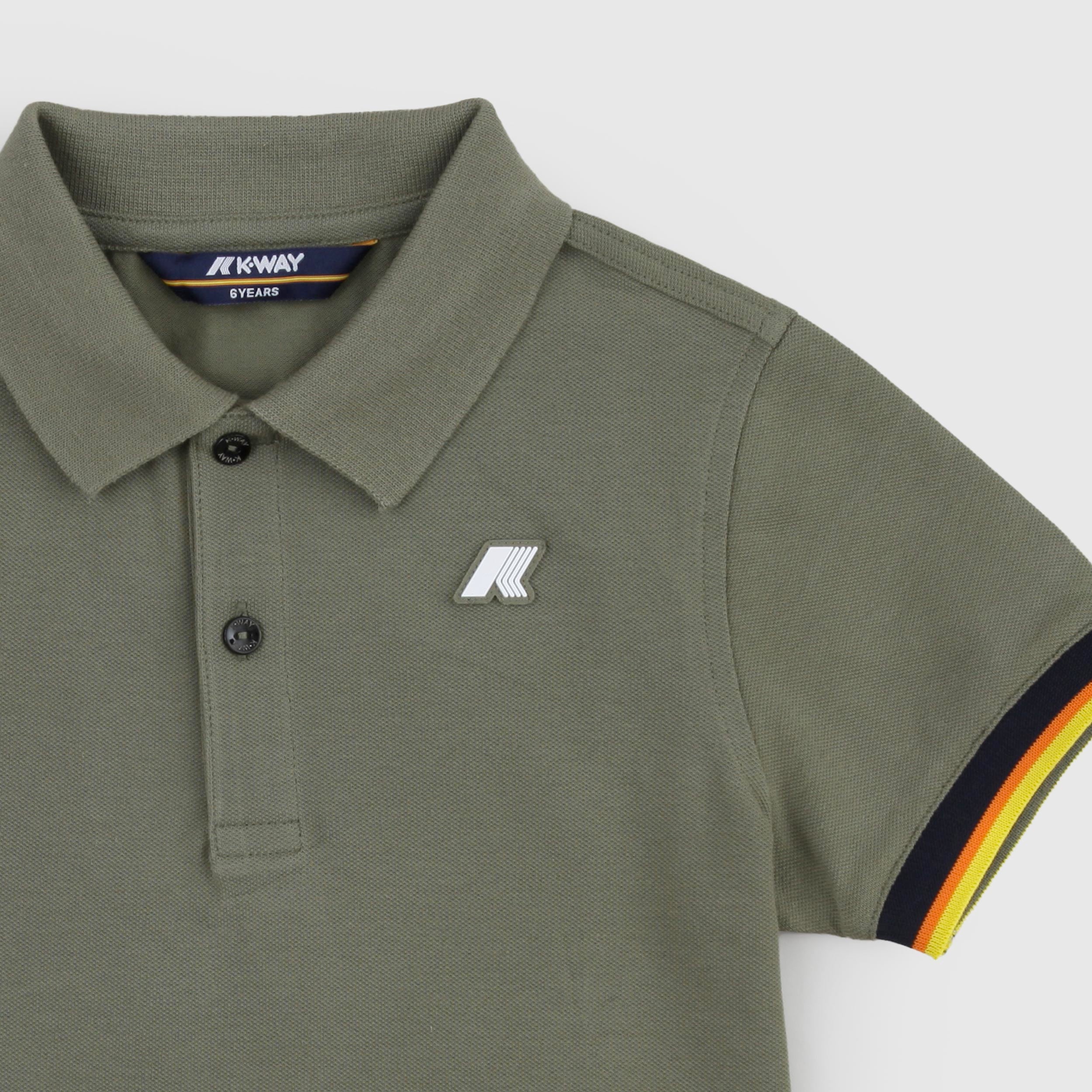 Polo Verde con Bottoni a Contrasto Firmata K-WAY