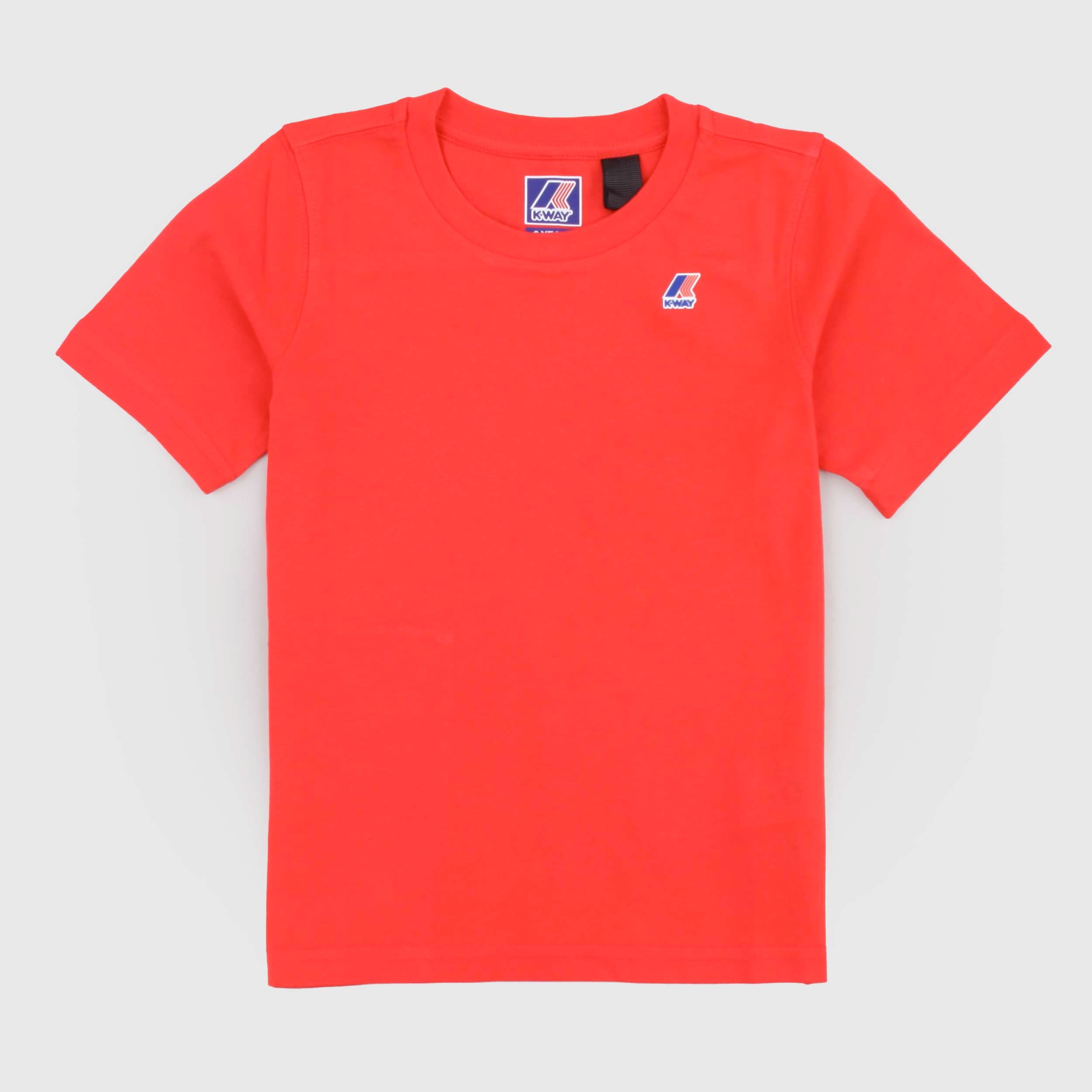 T-shirt Arancio con Targhetta in Gomma Firmata K-WAY
