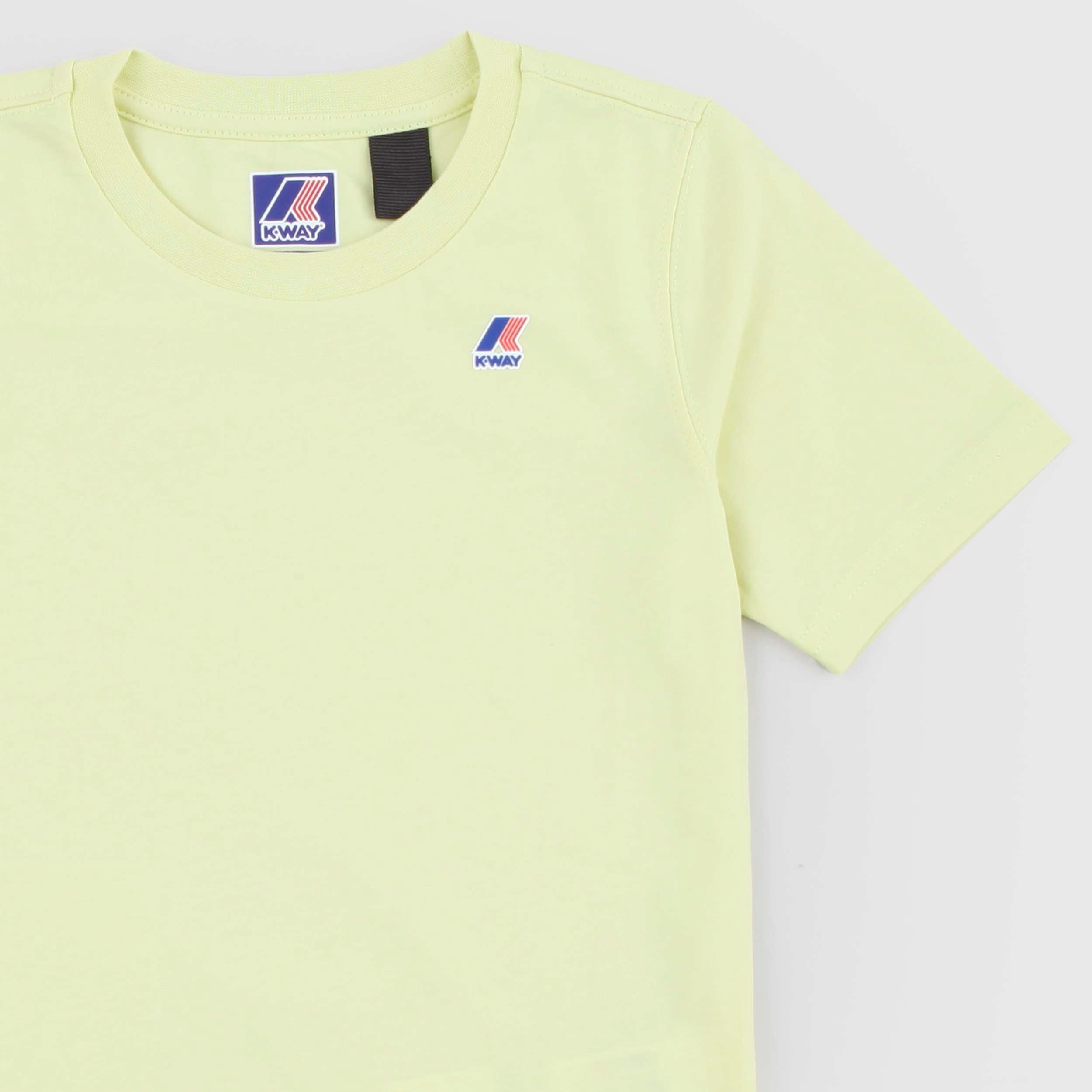 T-shirt Gialla Fluo con Logo Gommato Firmata K-WAY