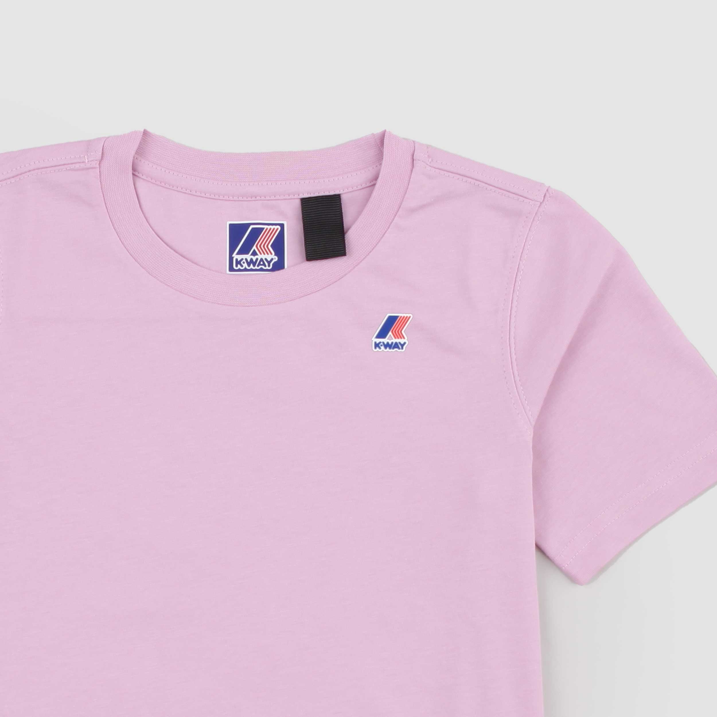 T-shirt Rosa con Targhetta Iconica Firmata K-WAY