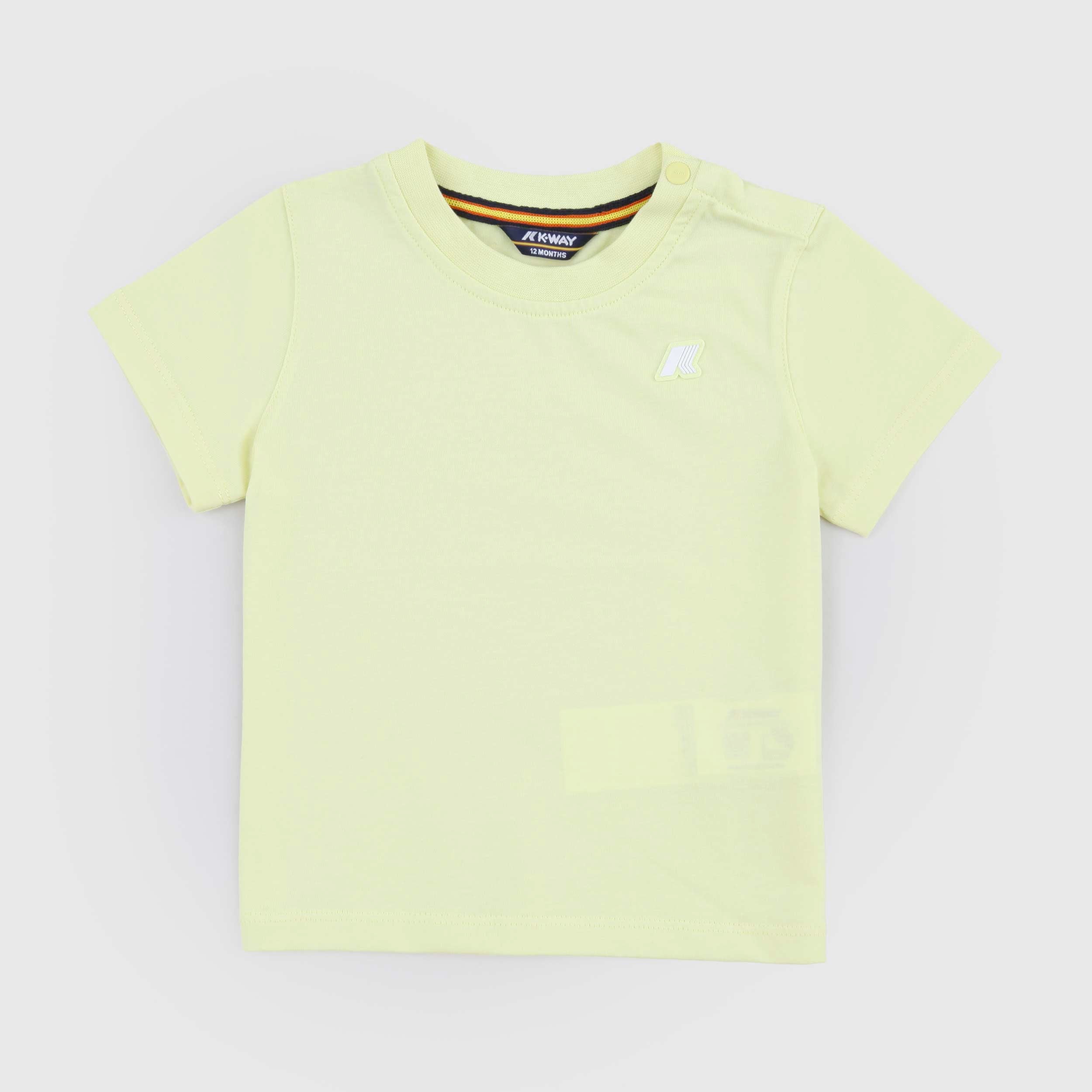 T-shirt Gialla con Apertura sulle Spalle Firmata K-WAY