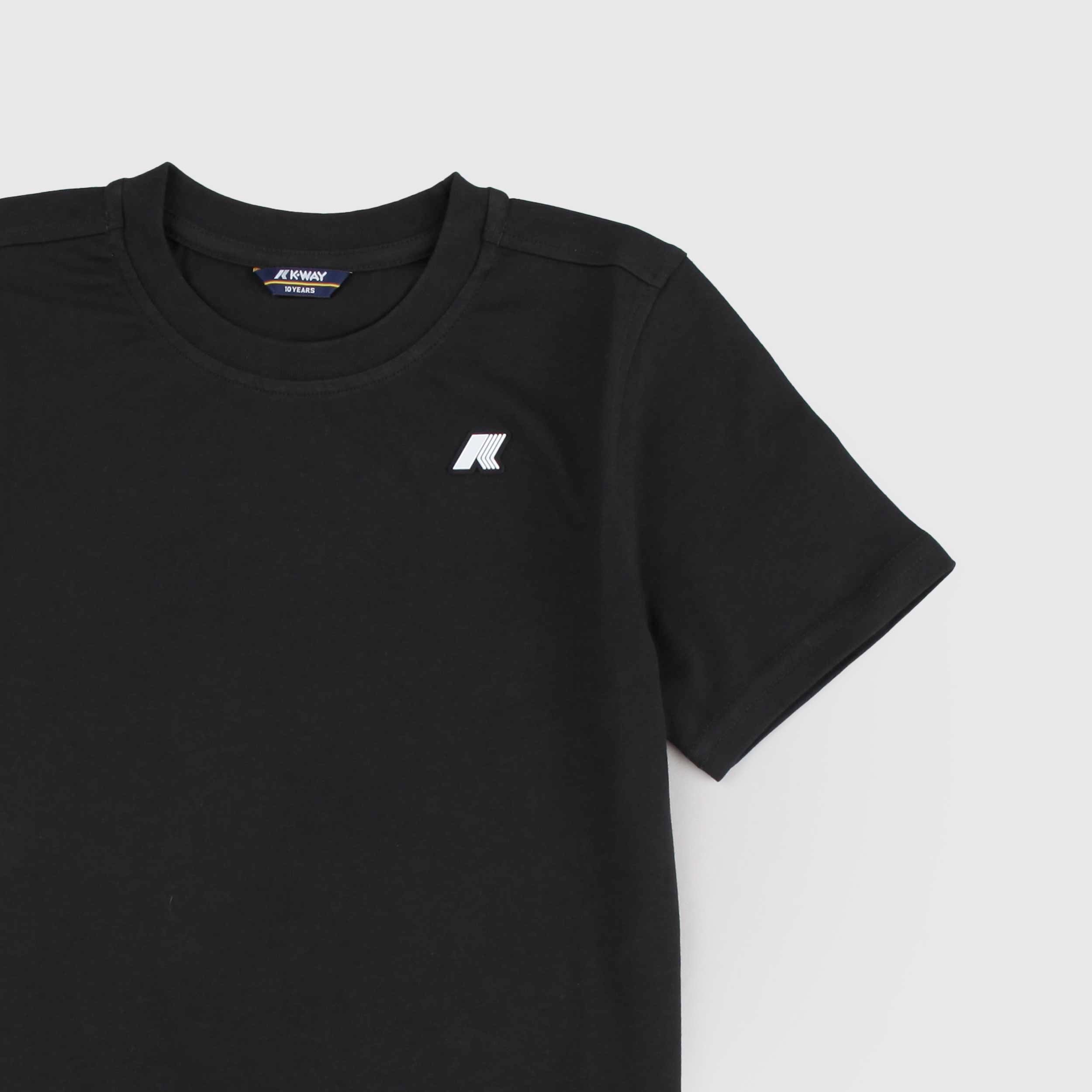 Black Odom T-shirt with K-WAY Signed Rubber Tag
