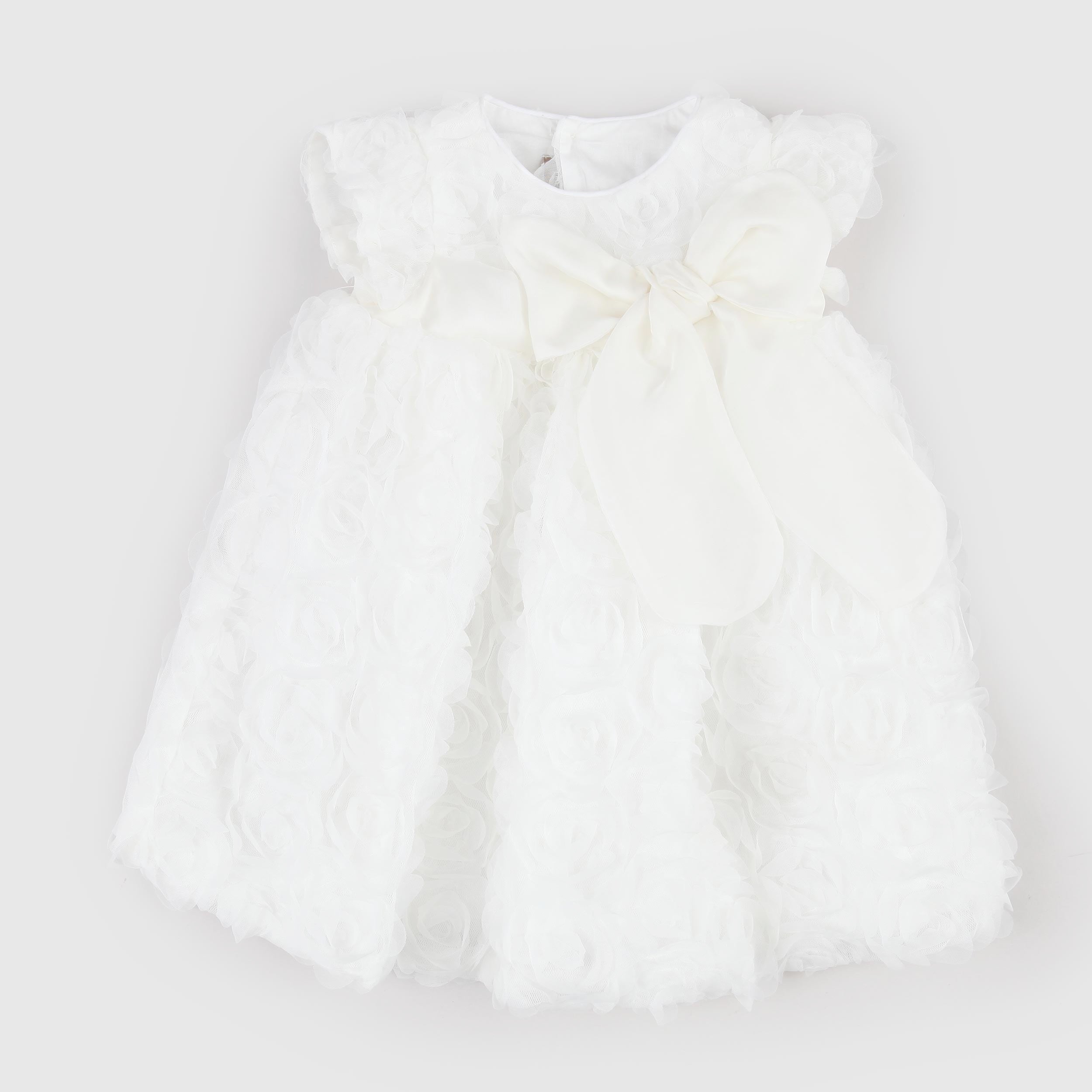 Abito Bianco Lavorato con Rose Firmato LA STUPENDERIA