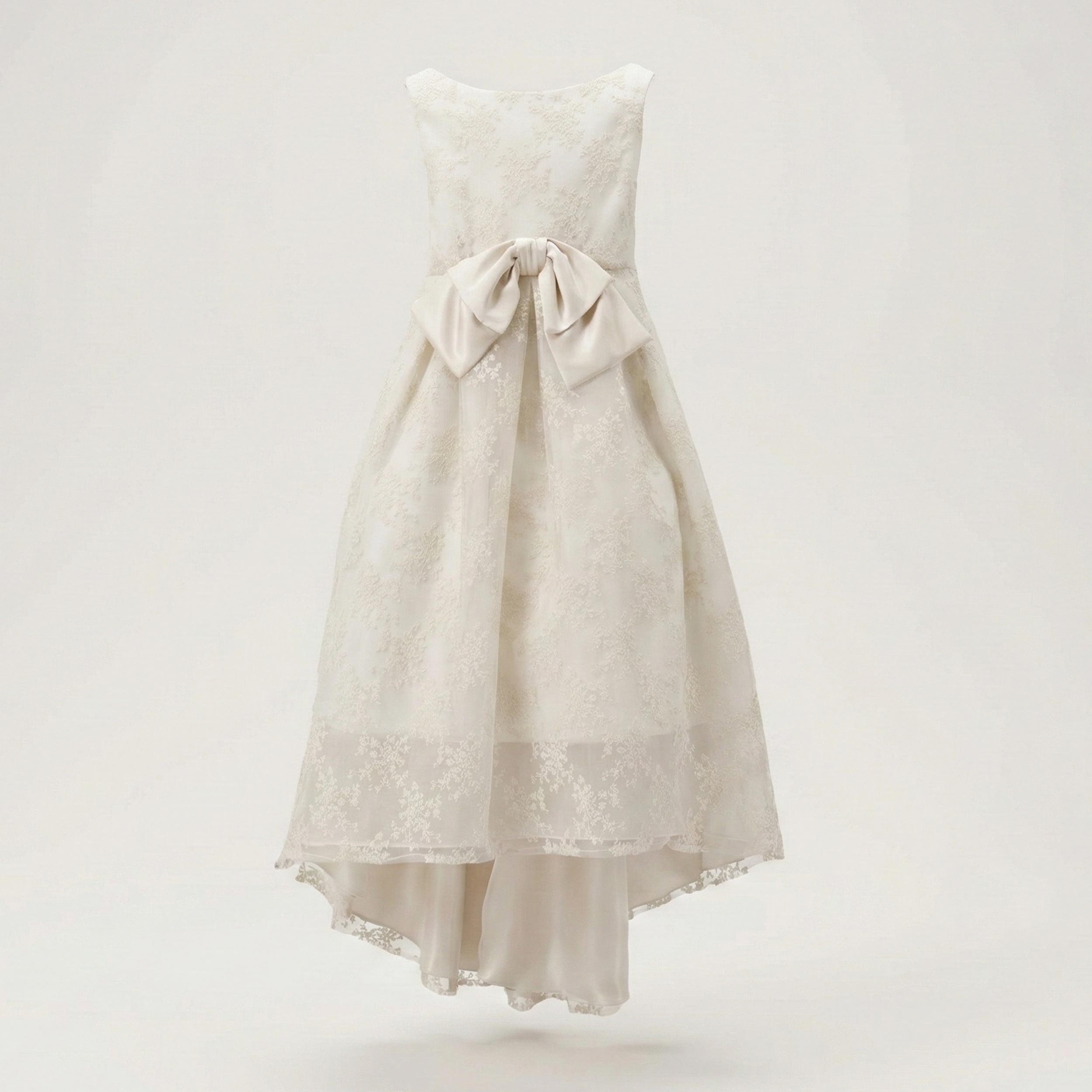 Beige Sleeveless Dress with Bow by LA STUPENDERIA