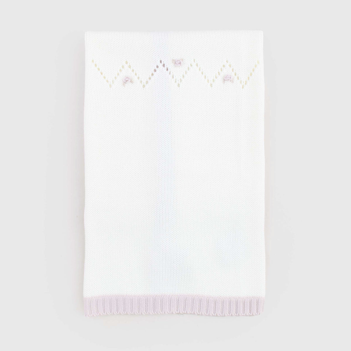 Copertina Panna con Ricami e Bordo Rosa per Neonata LA STUPENDERIA
