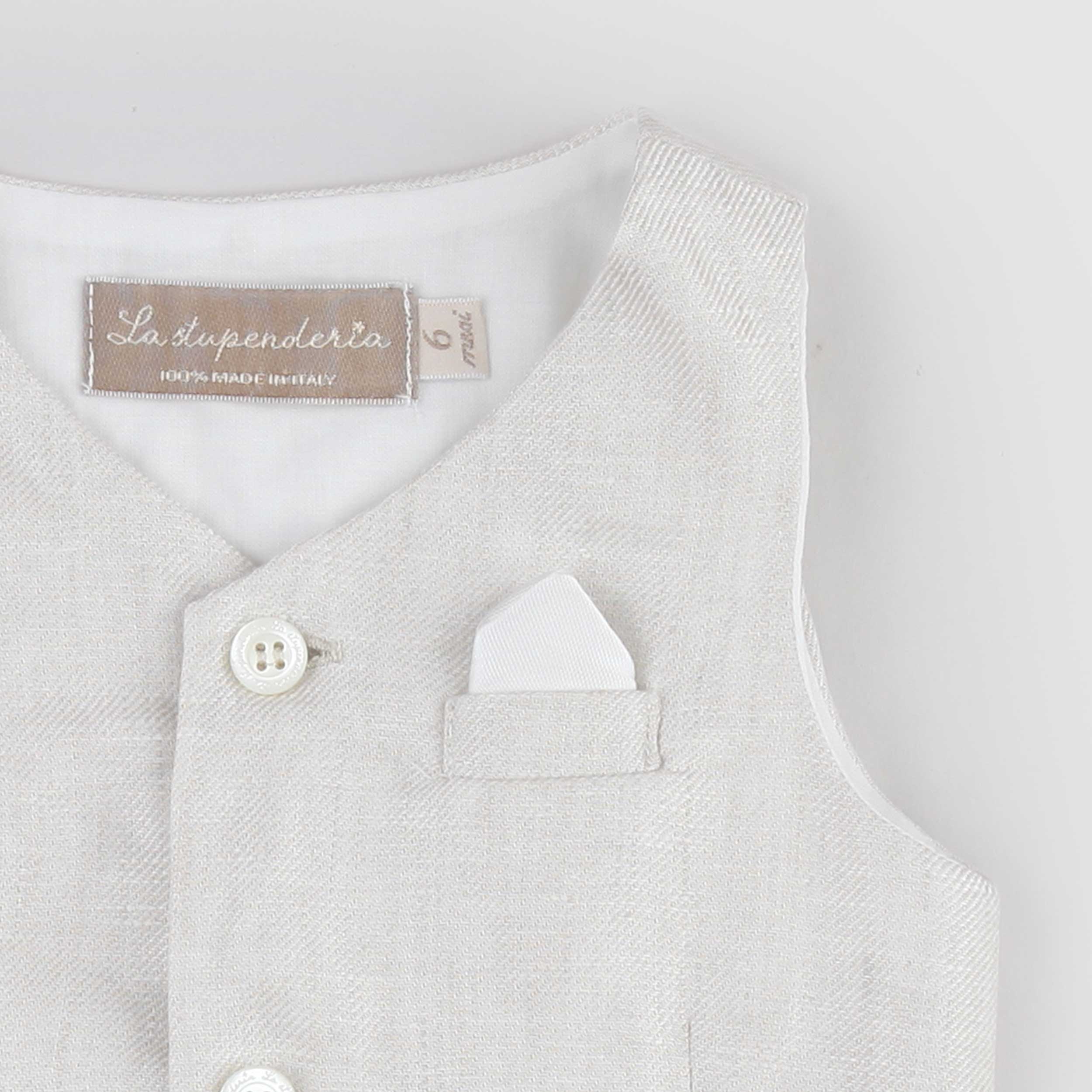 Gilet Beige con Design a V Firmato LA STUPENDERIA