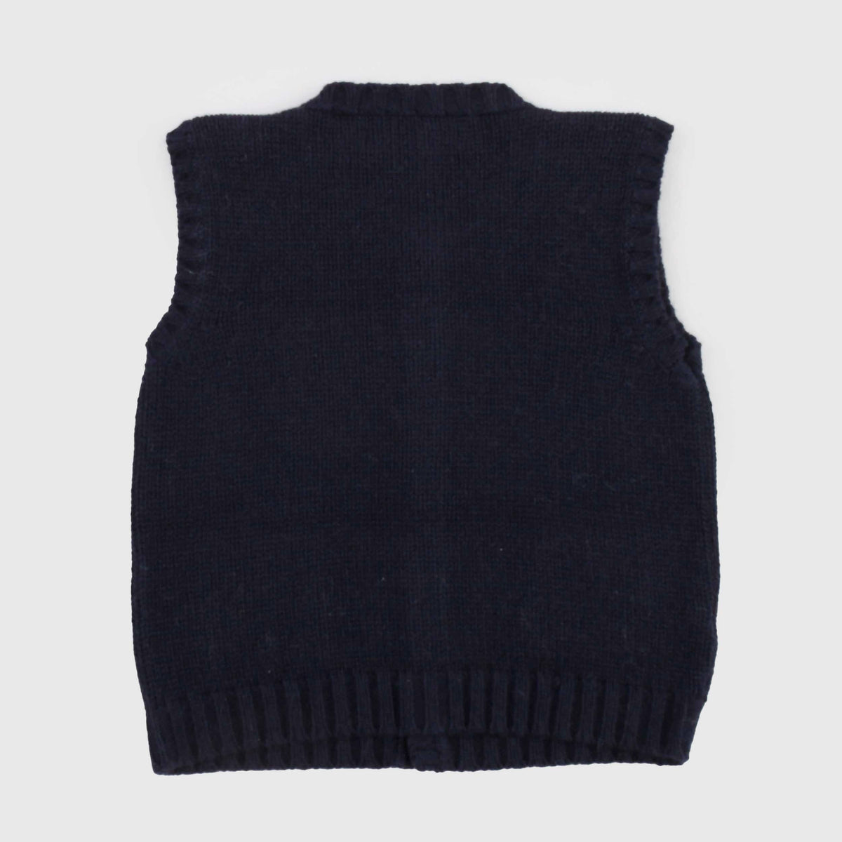 Gilet Smanicato Blu Navy in Maglia per Neonato LA STUPENDERIA
