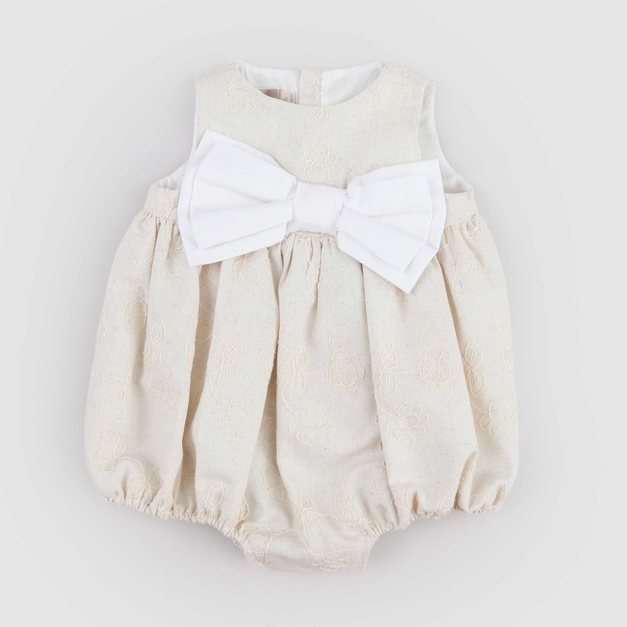 Beige Romper with Signature LA STUPENDERIA Embroidery