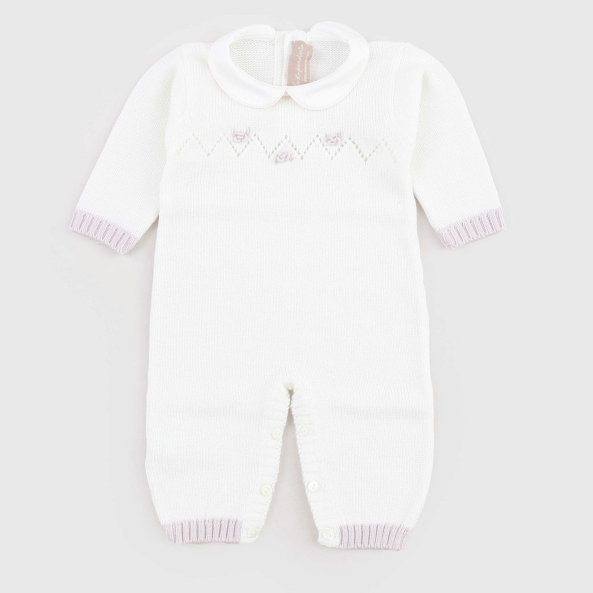Tutina Bianca in Maglia con Colletto per Neonata LA STUPENDERIA