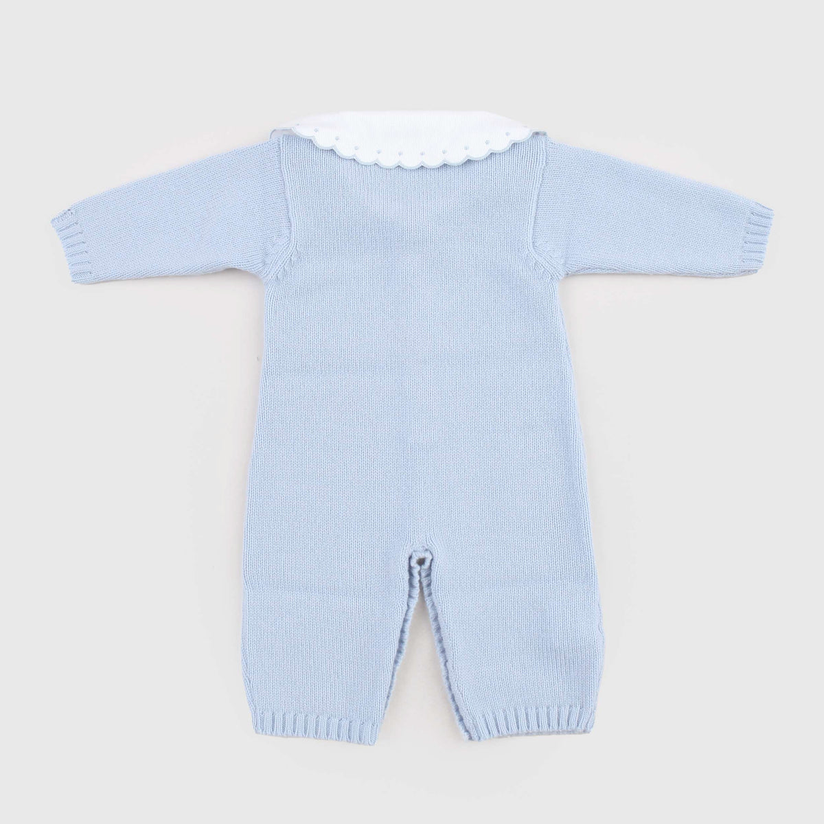 Tutina Celeste in Maglia con Colletto Bianco per Neonato LA STUPENDERIA