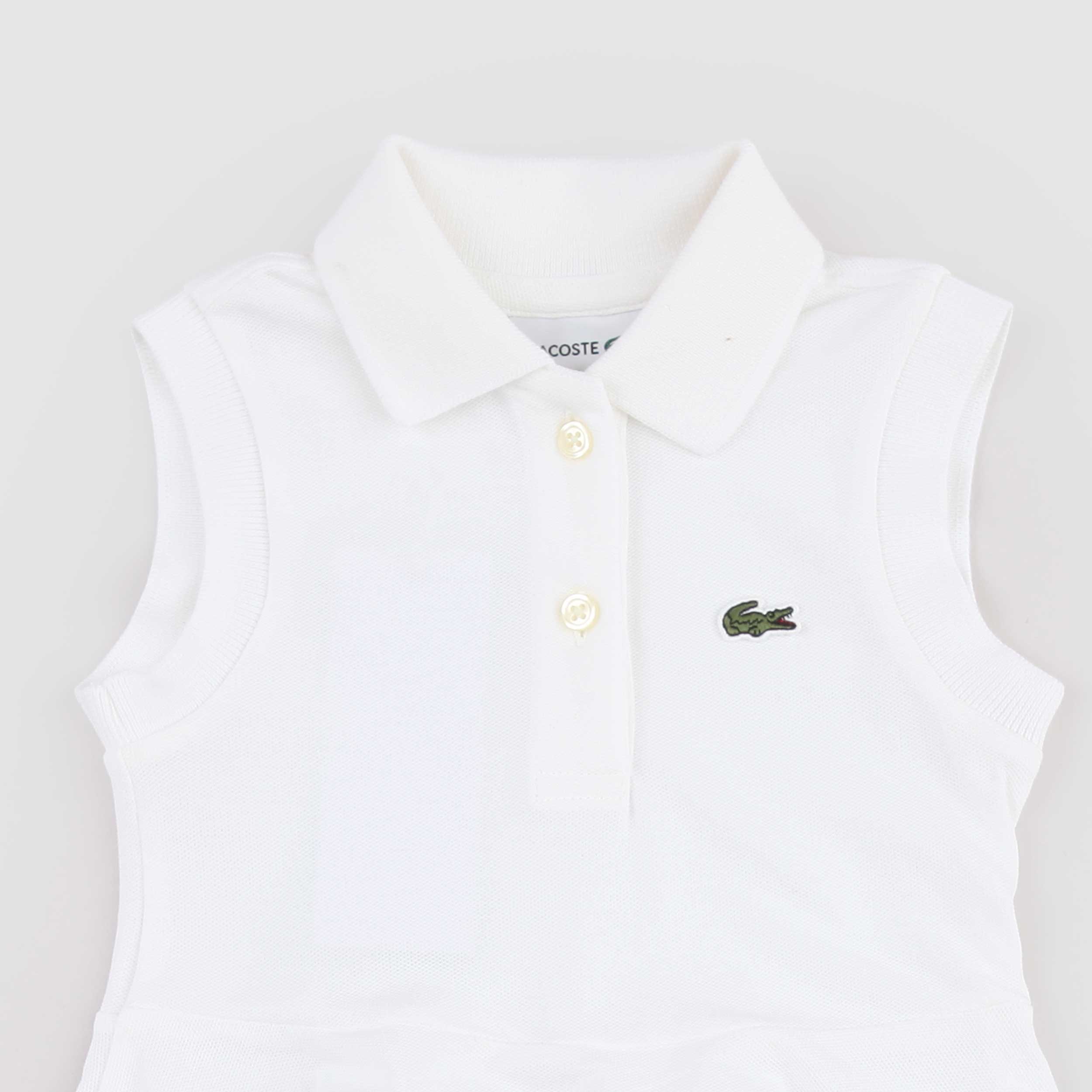 Abito Bianco Modello Polo Smanicato Firmato LACOSTE