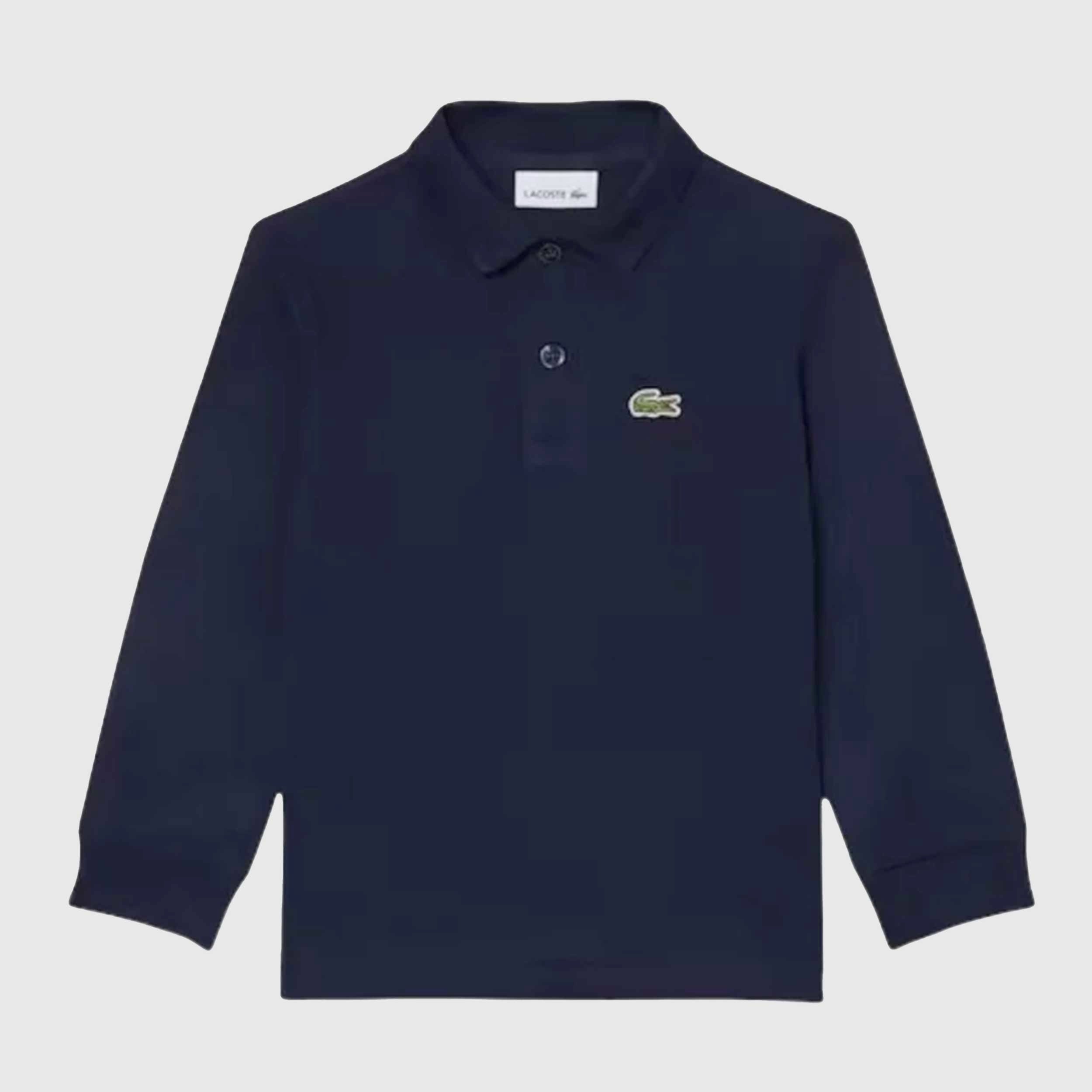 Polo Blu a Manica Lunga per Bambino Firmata LACOSTE