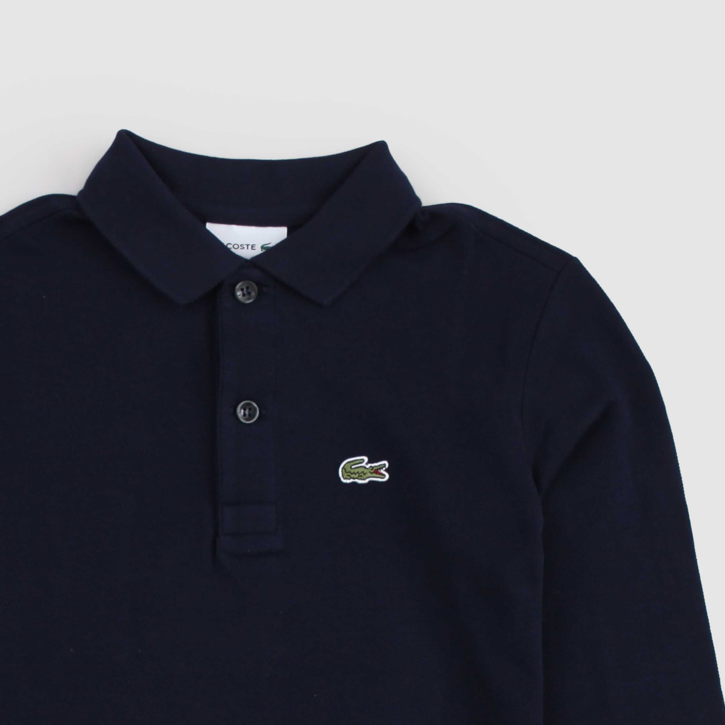 Polo Blu a Manica Lunga per Ragazzi Firmata LACOSTE