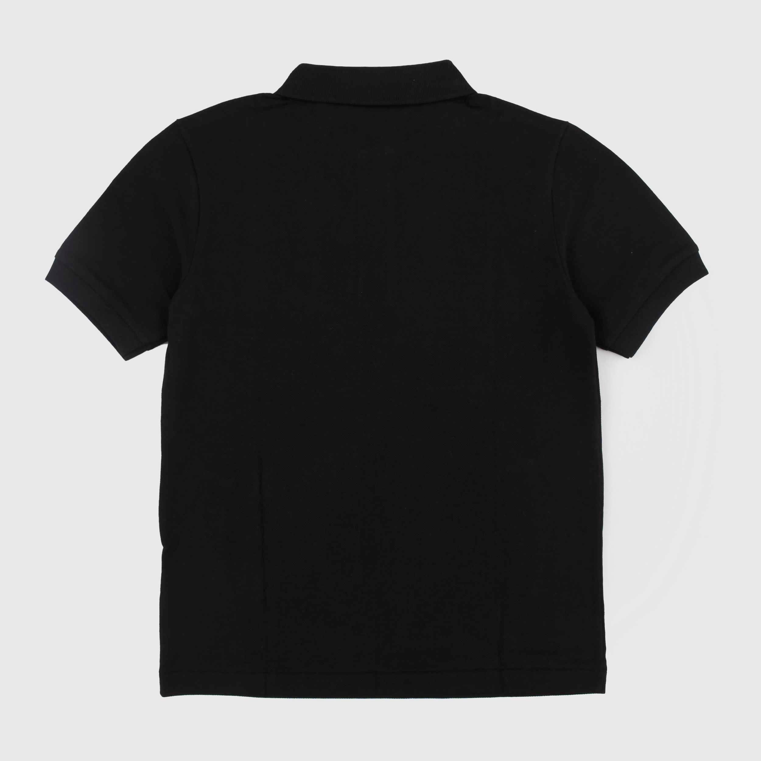 Polo Nero con Targhetta Verde Firmata LACOSTE
