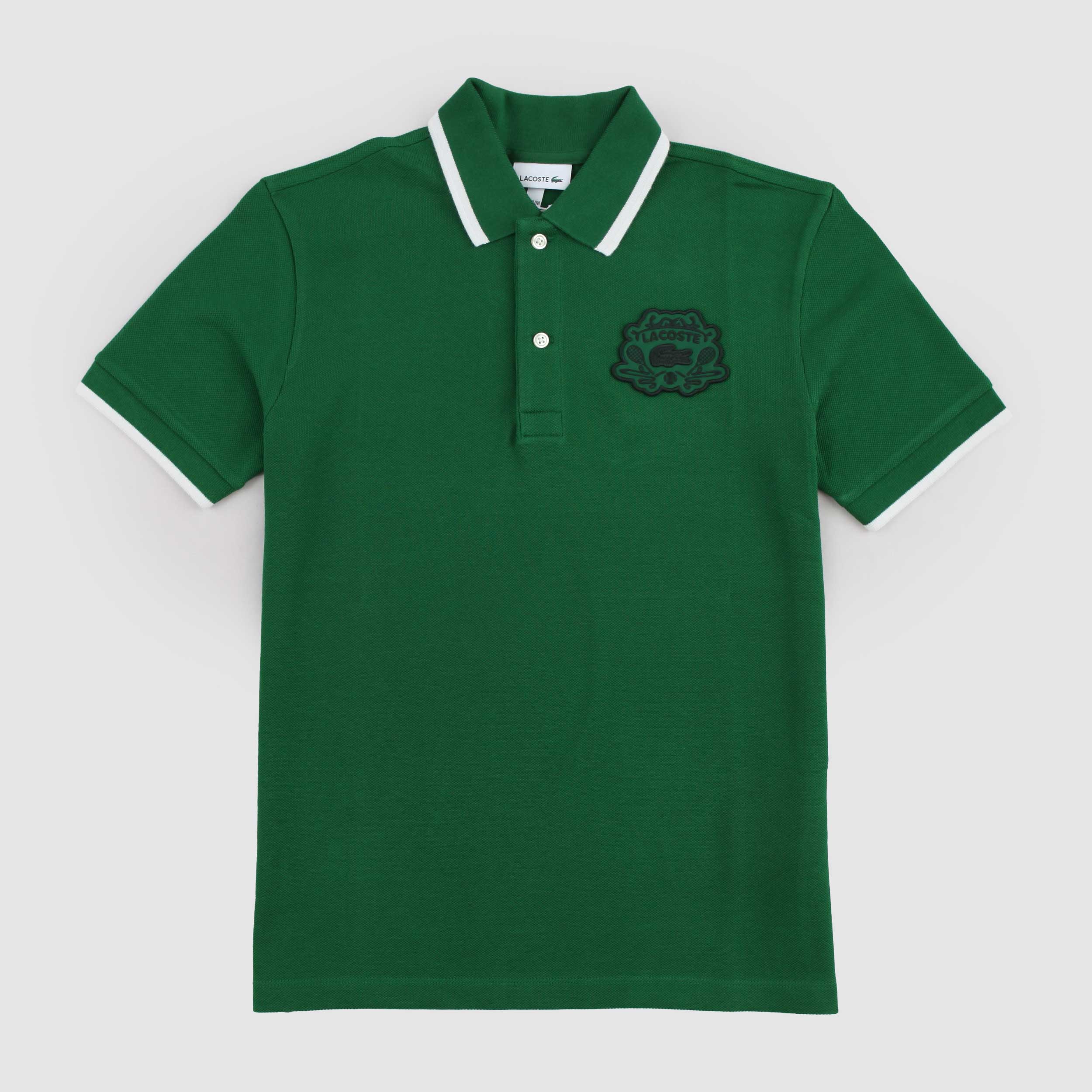 Polo Verde a Mezza Manica in Cotone per Ragazzo by LACOSTE