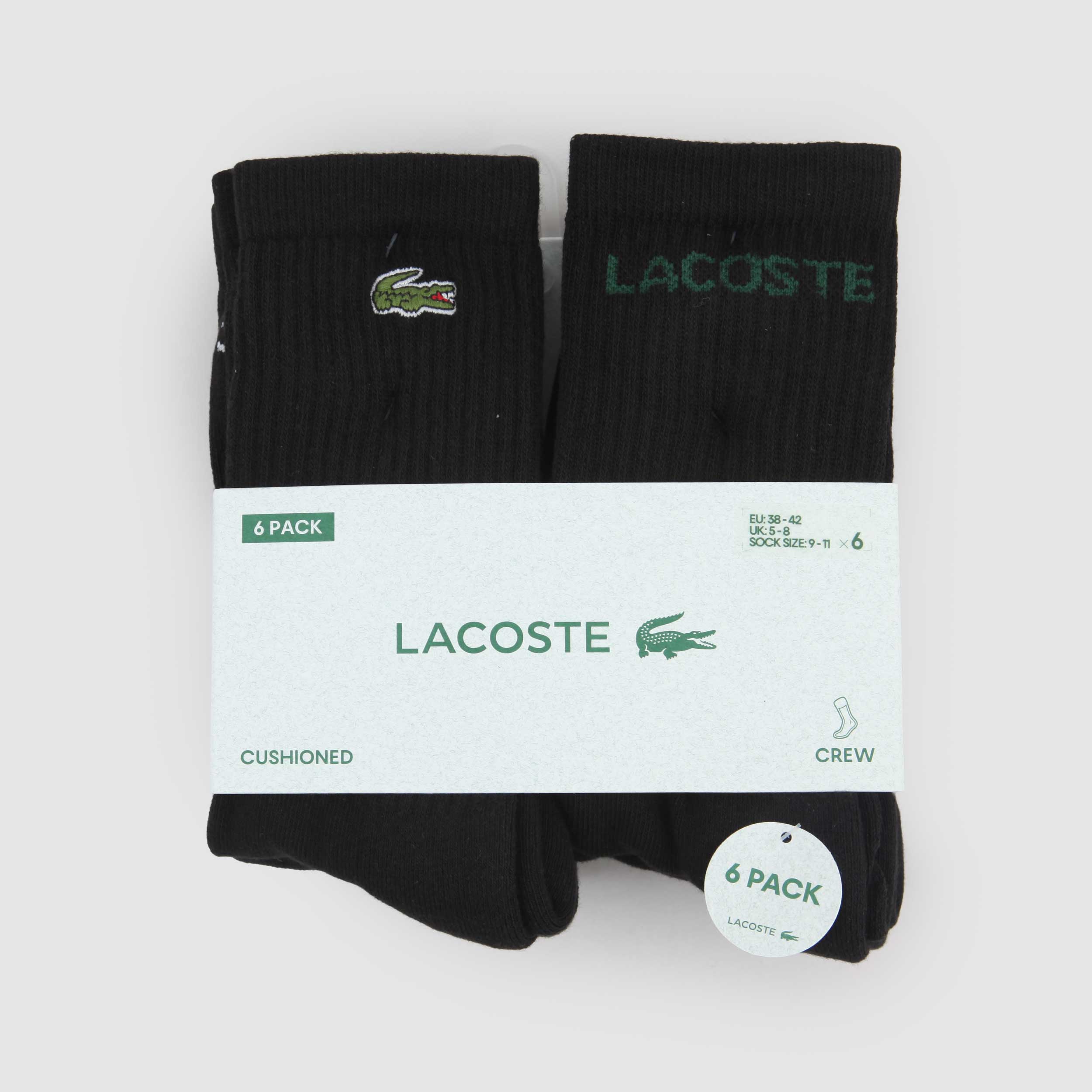 Set da Sei Paia di Calzini Neri Firmato LACOSTE