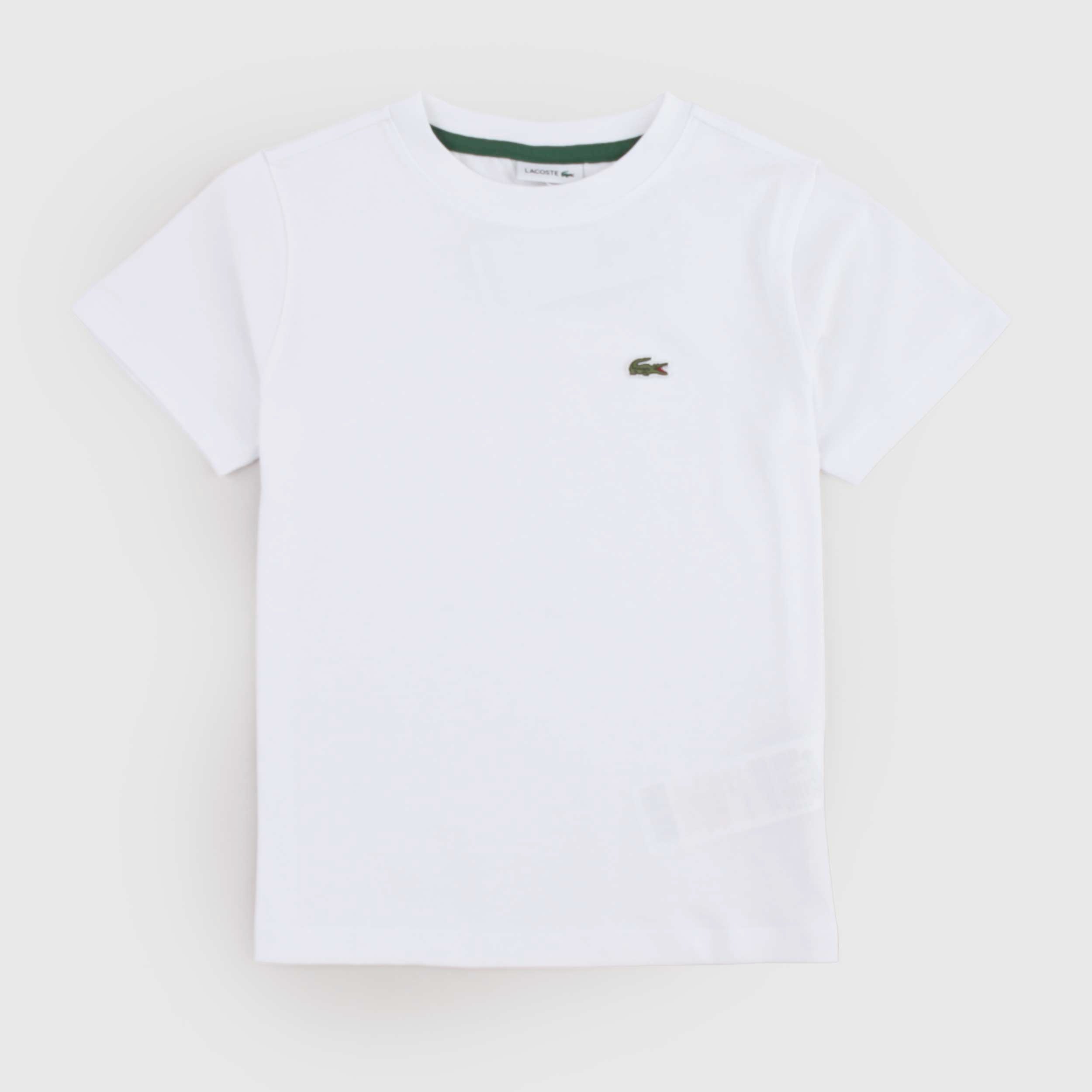 T-shirt Bianca Elasticizzata con Targhetta Firmata LACOSTE