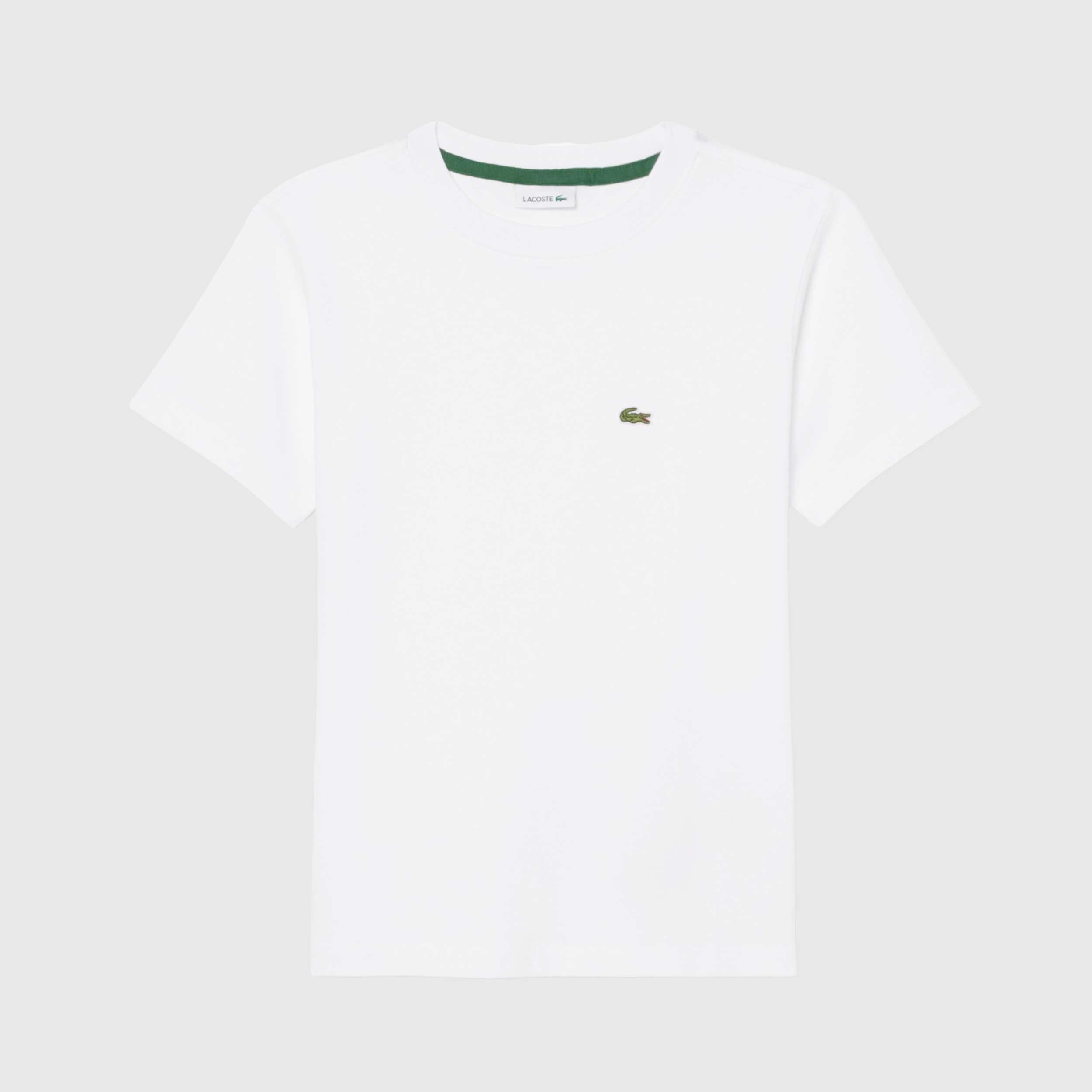 T-shirt Bianca a Manica Corta per Ragazzi Firmata LACOSTE
