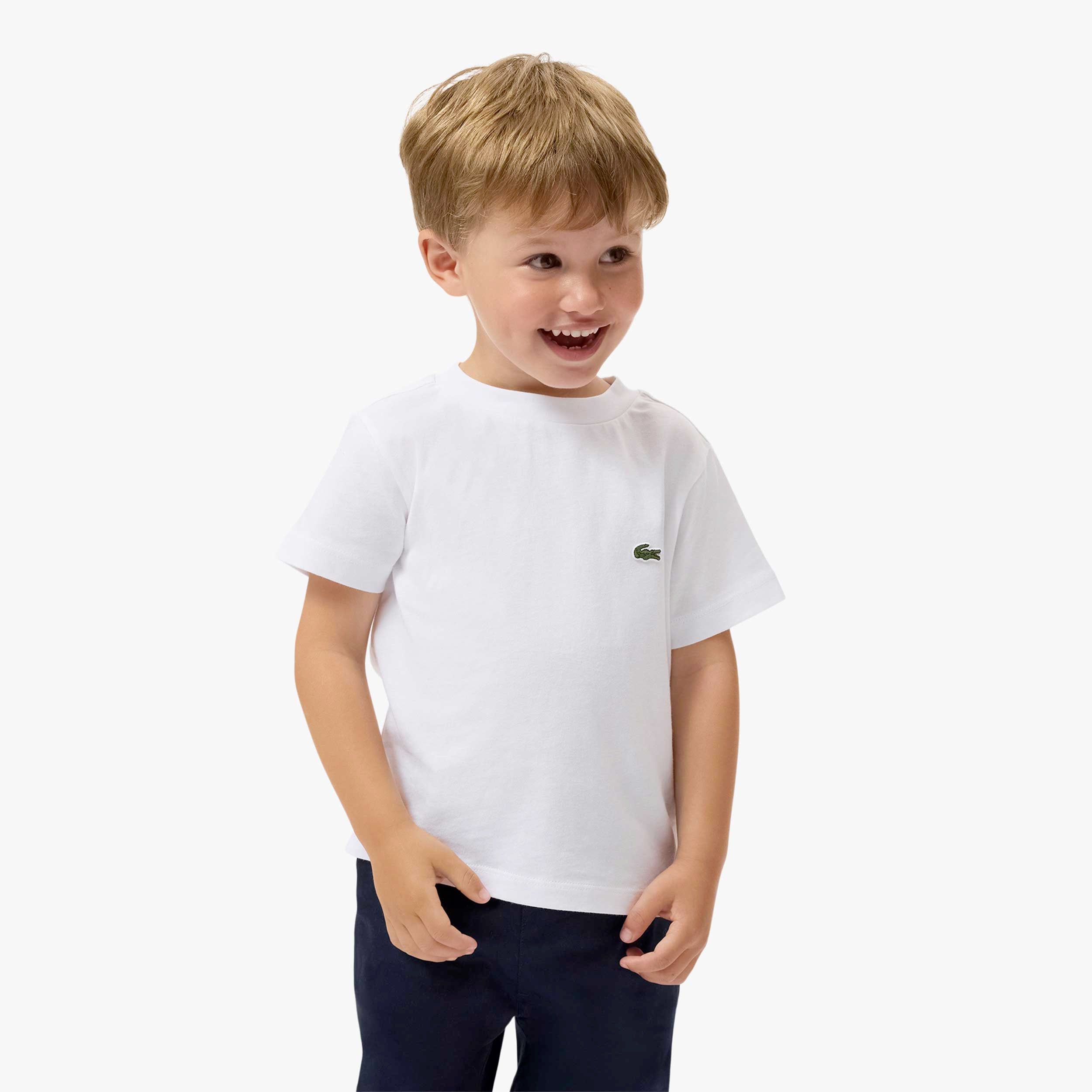 T-shirt Bianca con Iconico Coccodrillo Firmata LACOSTE